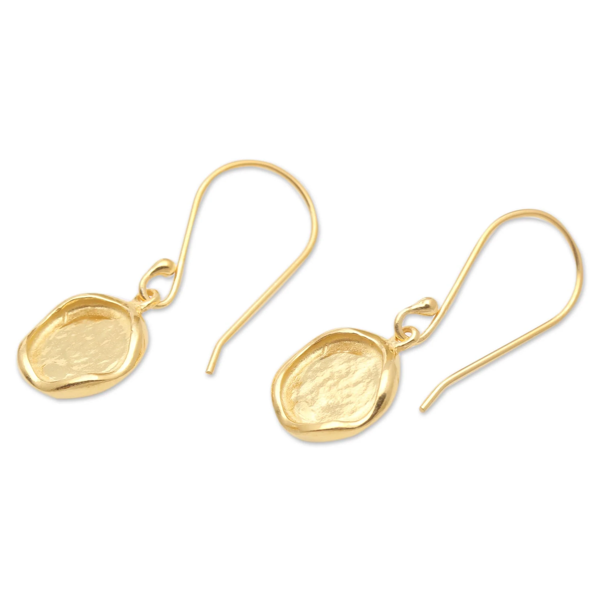 Mirror of Life Hand Crafted Gold-Plated Sterling Silver Dangle Earrings - Image 3
