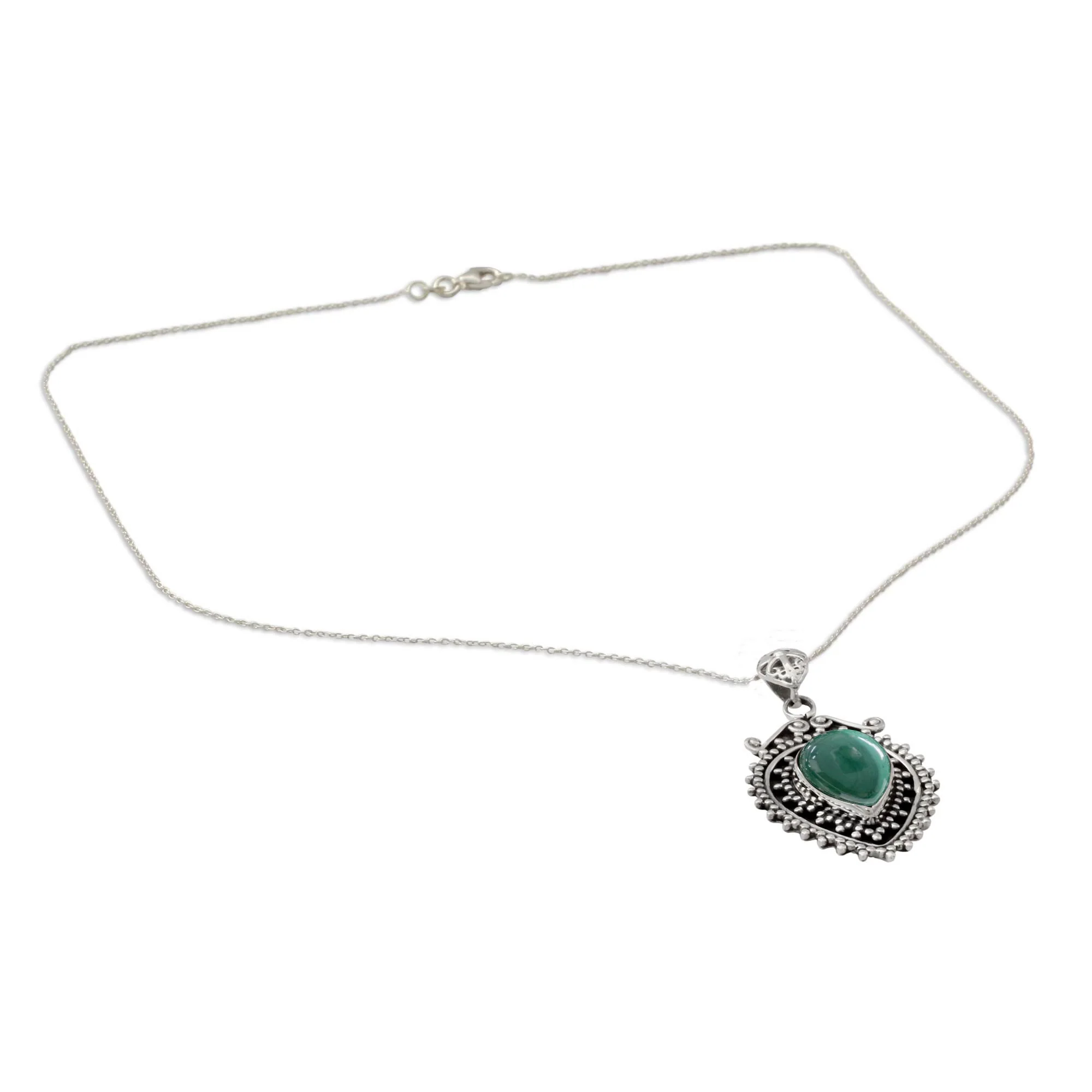 Mirror of the Soul Artisan Made Malachite and Sterling Silver Pendant Necklace - Image 3