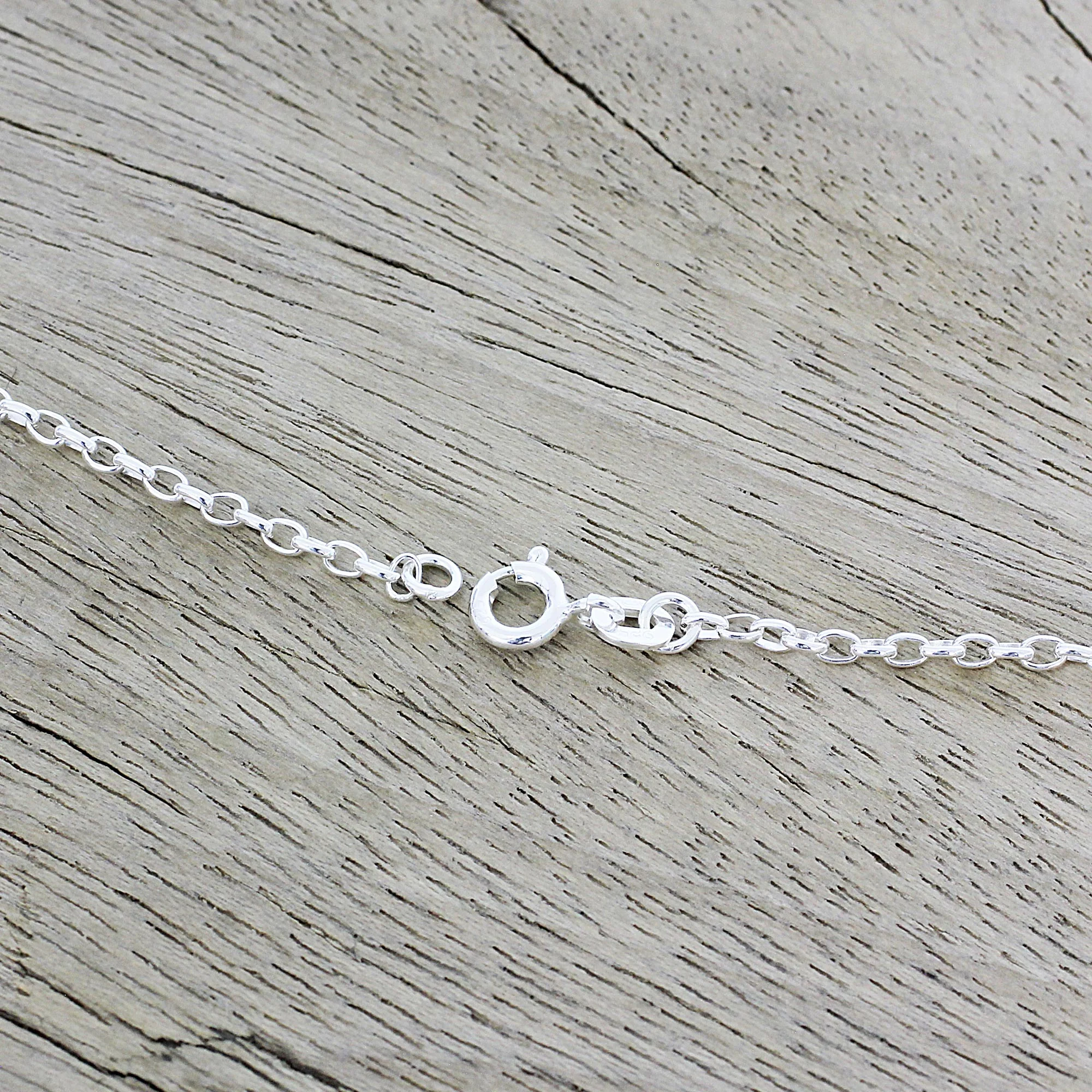Misty Ropes Rainbow Moonstone and Sterling Silver Necklace from India - Image 3