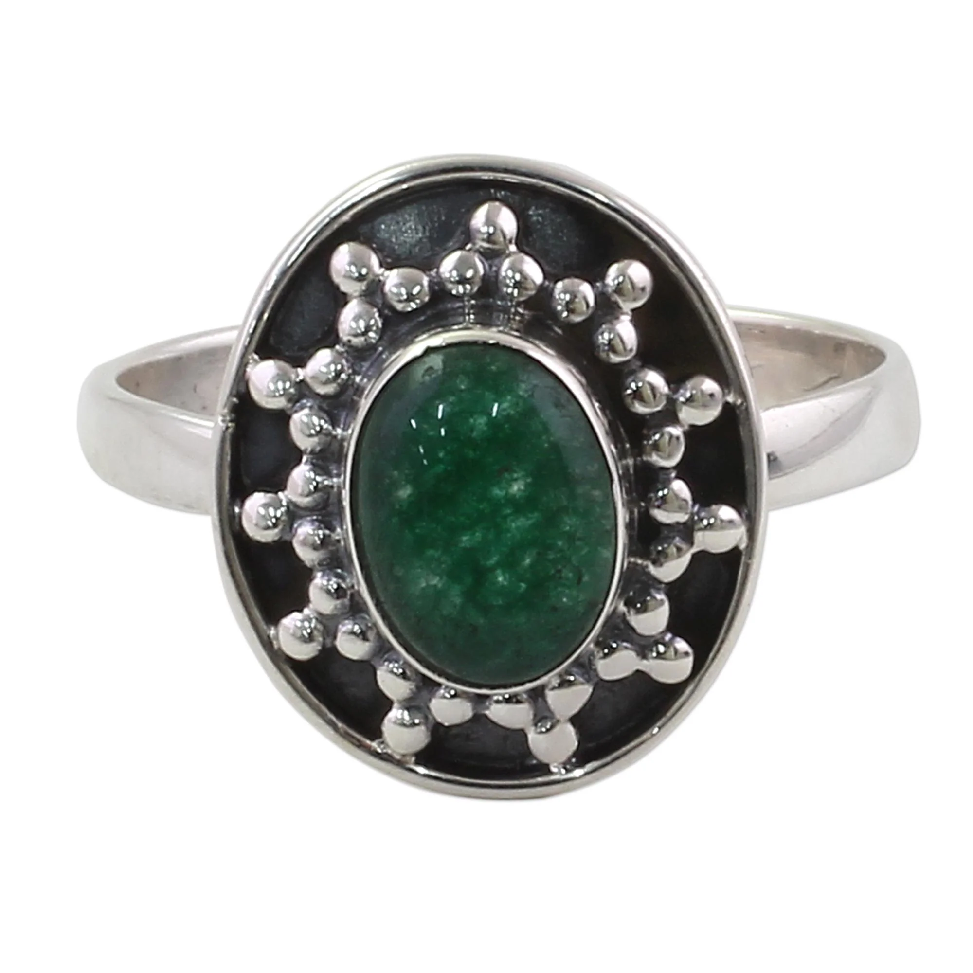 Misty Sun Sterling Silver Green Quartz Cocktail Ring from India - Image 2