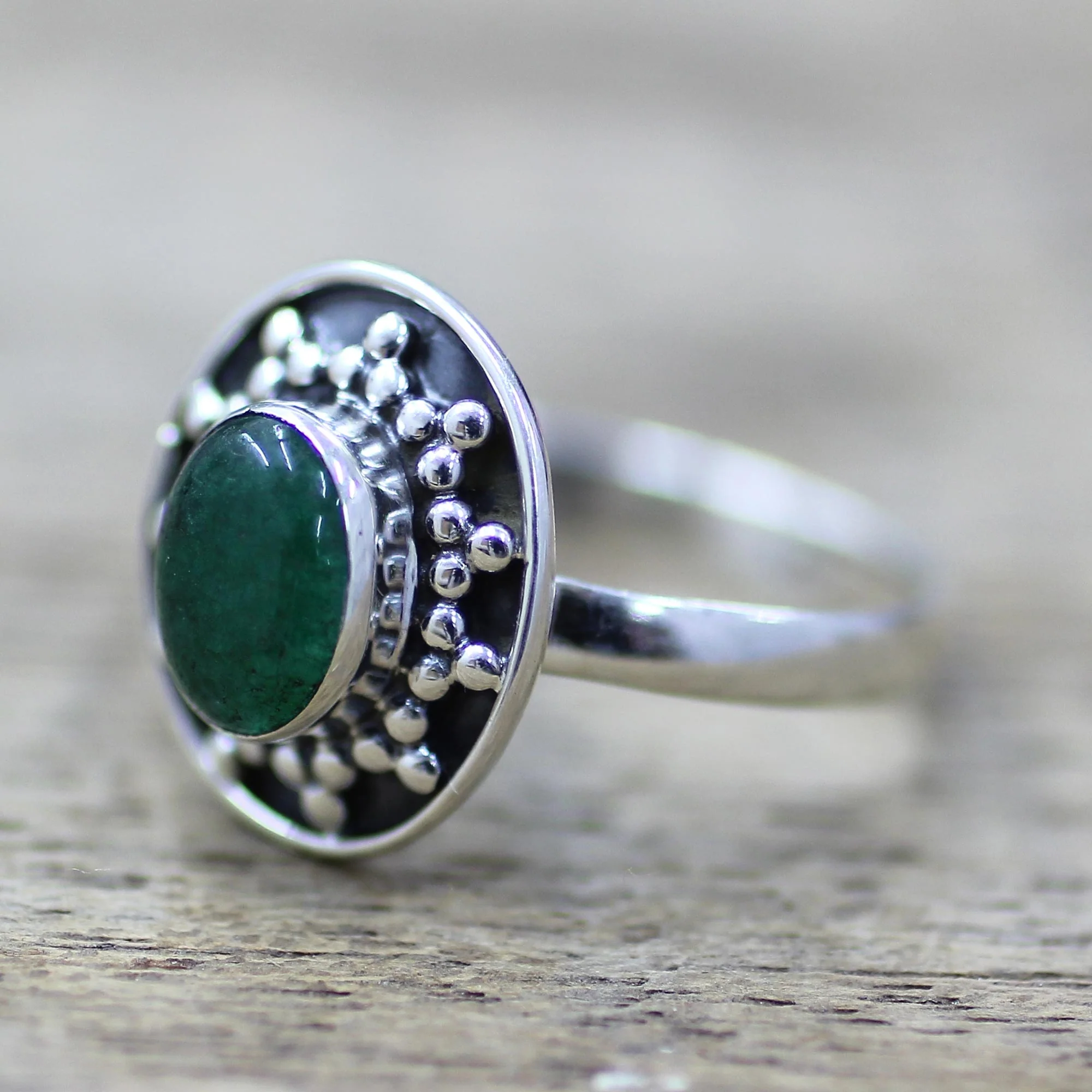 Misty Sun Sterling Silver Green Quartz Cocktail Ring from India - Image 3