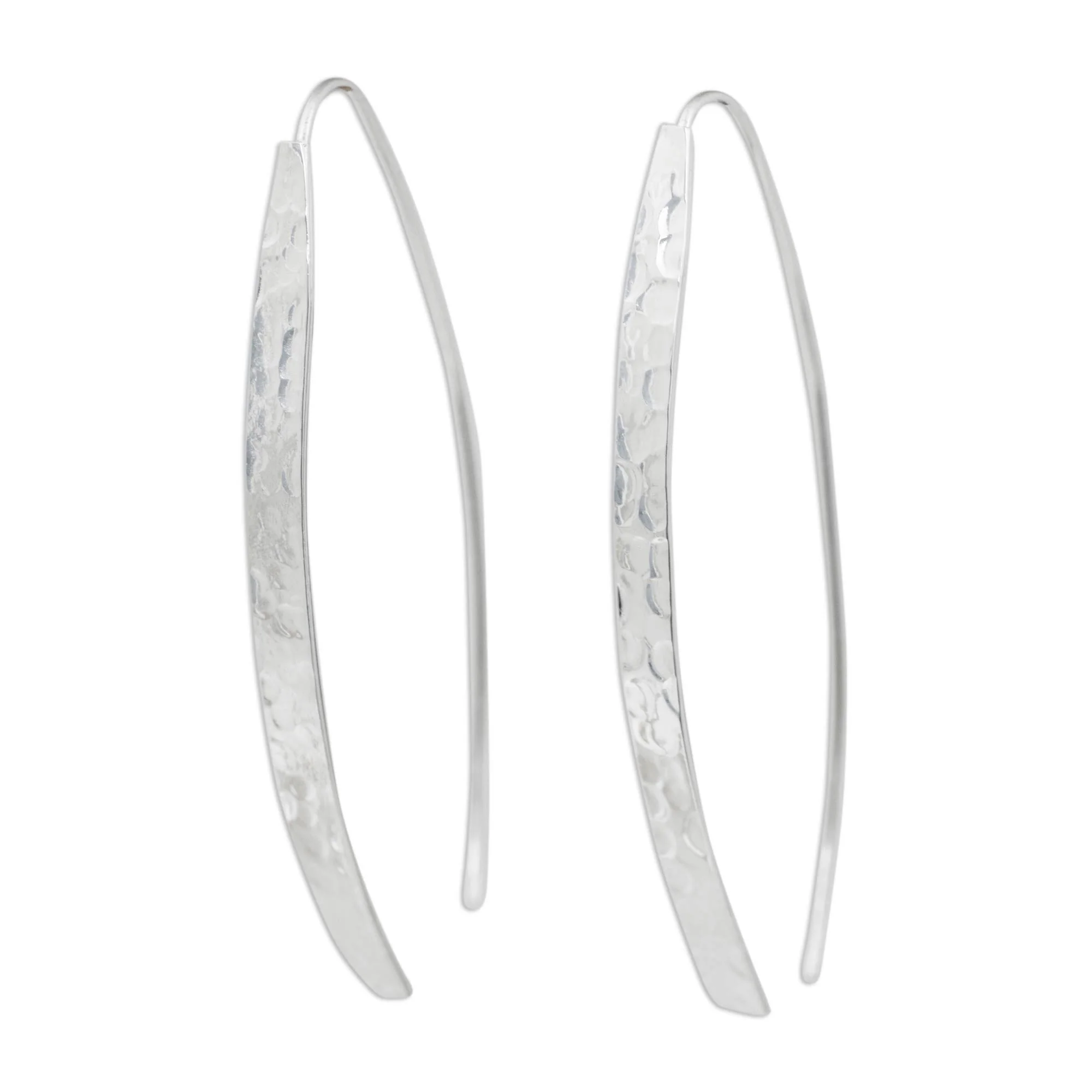 Modern Aesthetic Modern Drop Earrings in Hammered Sterling Silver - Image 2