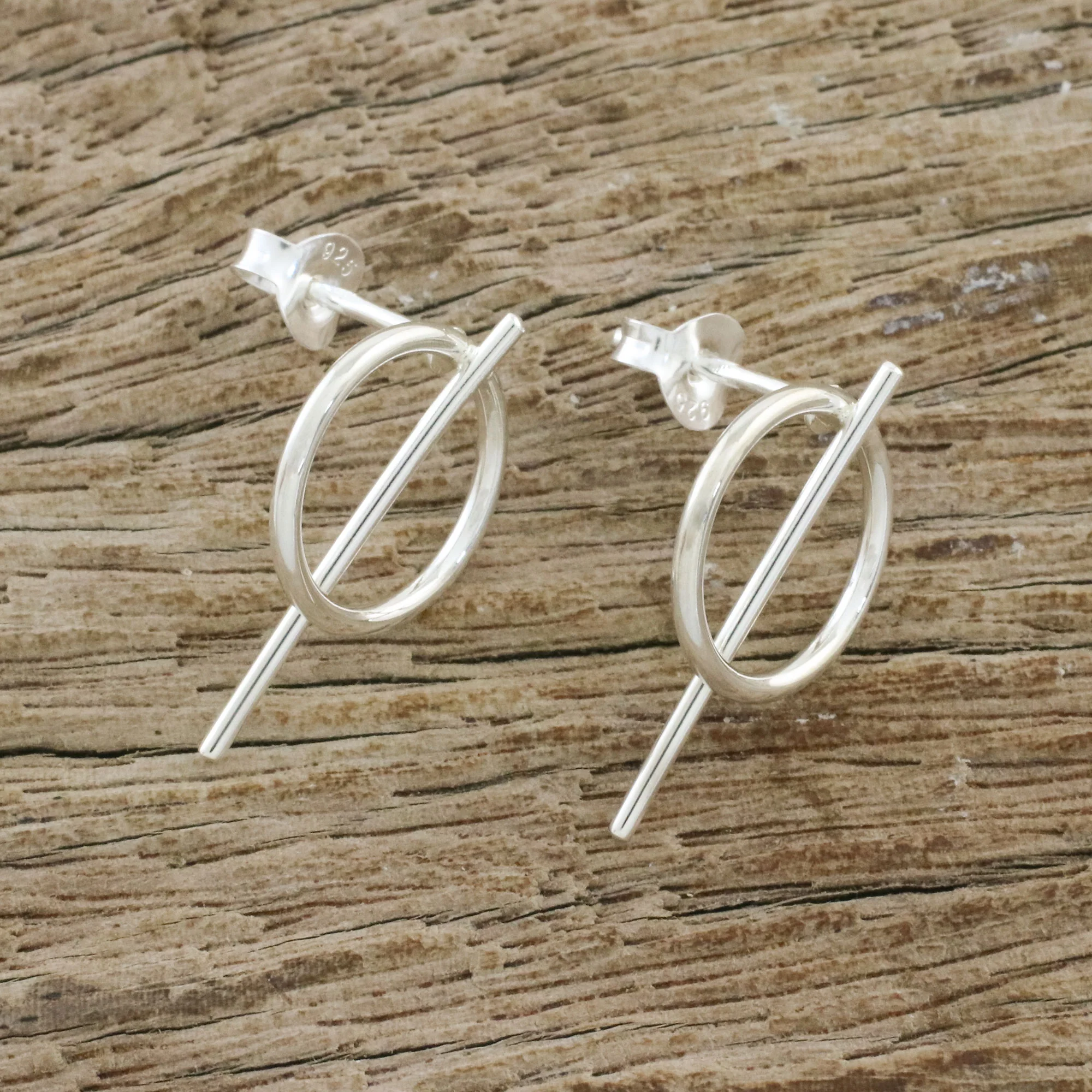 Modern Glyphs Geometric Sterling Silver Drop Earrings from Thailand - Image 3