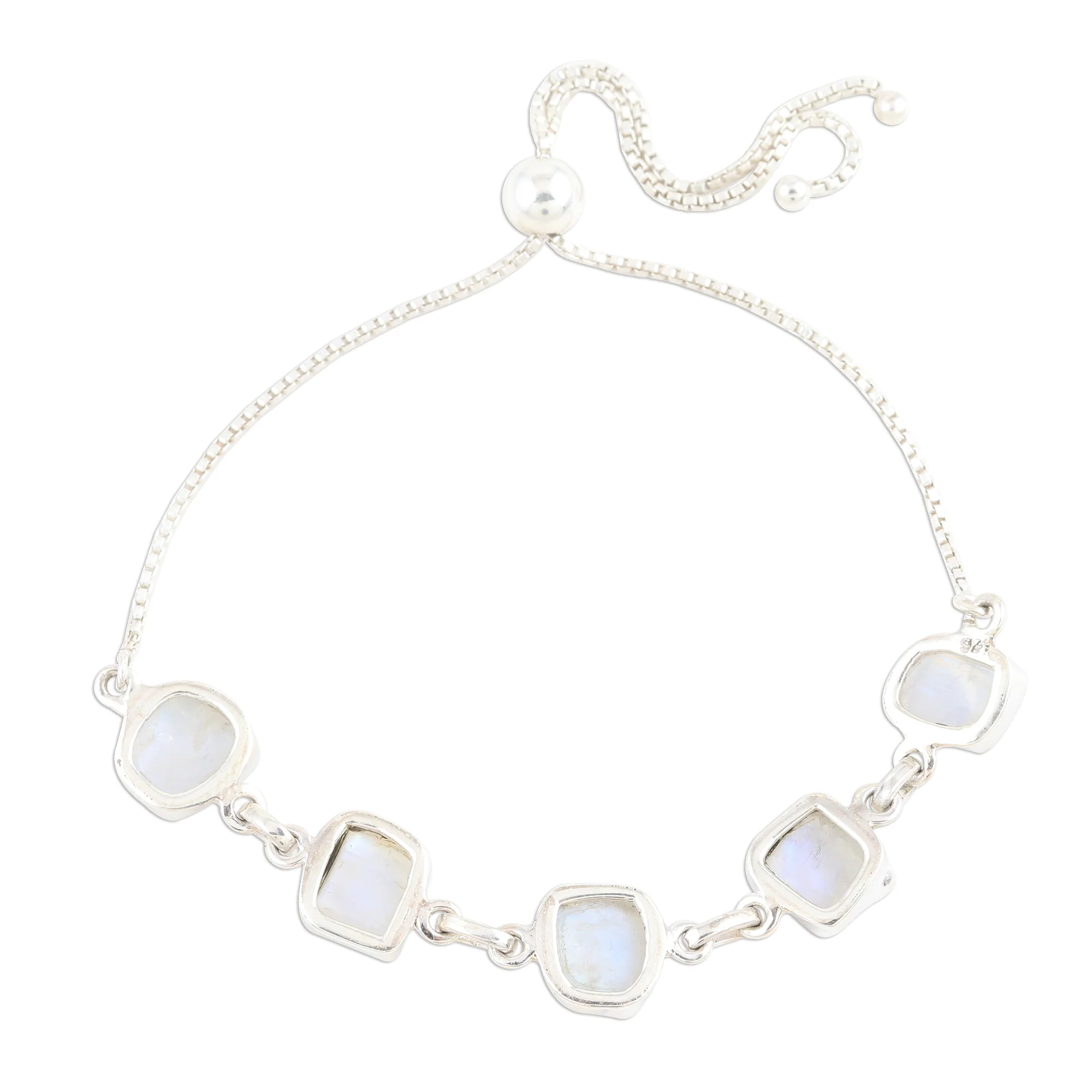 Modern Harmony Freeform Rainbow Moonstone Link Bracelet - Image 4