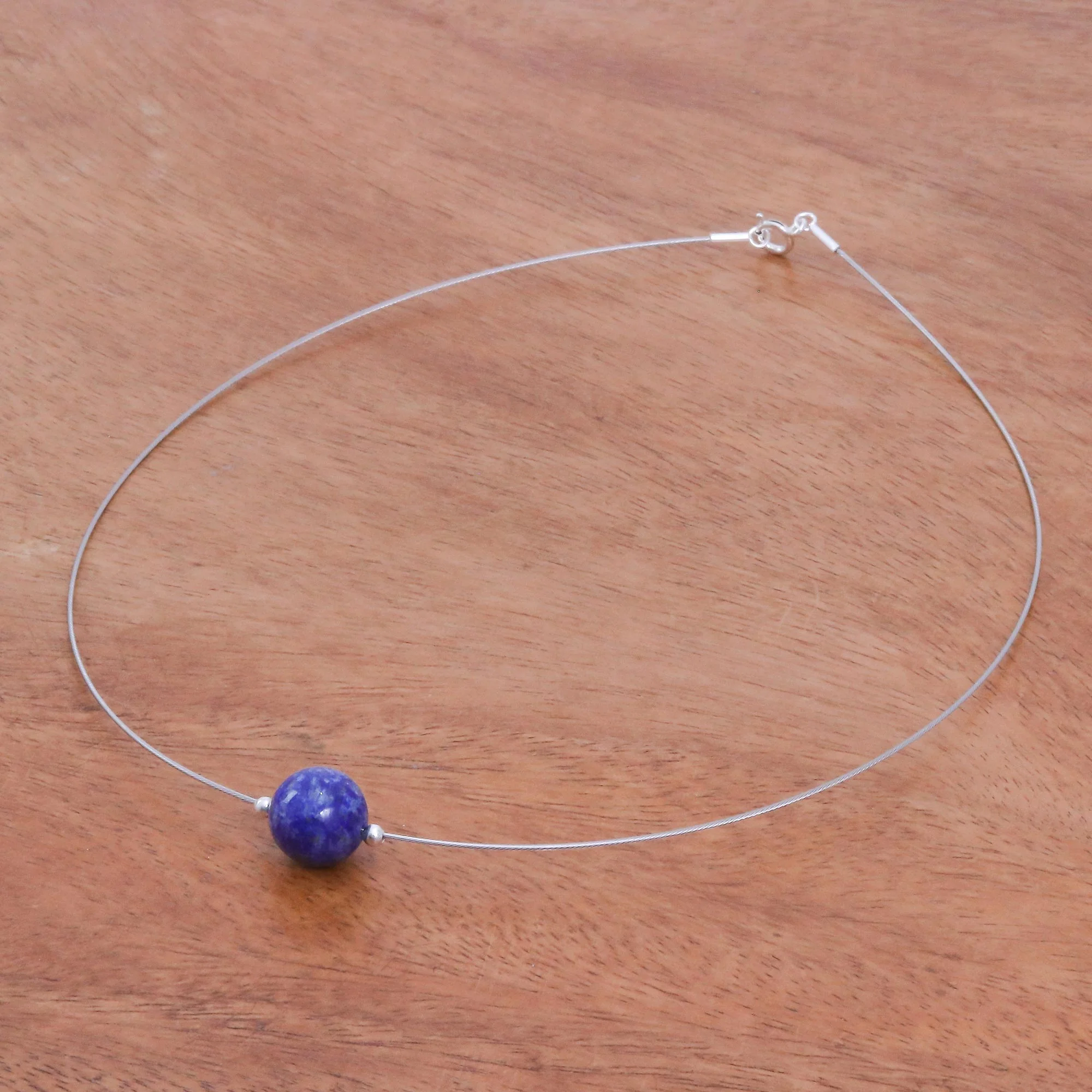 Modern Mood Lapis Lazuli Modern Pendant Necklace from Thailand - Image 4