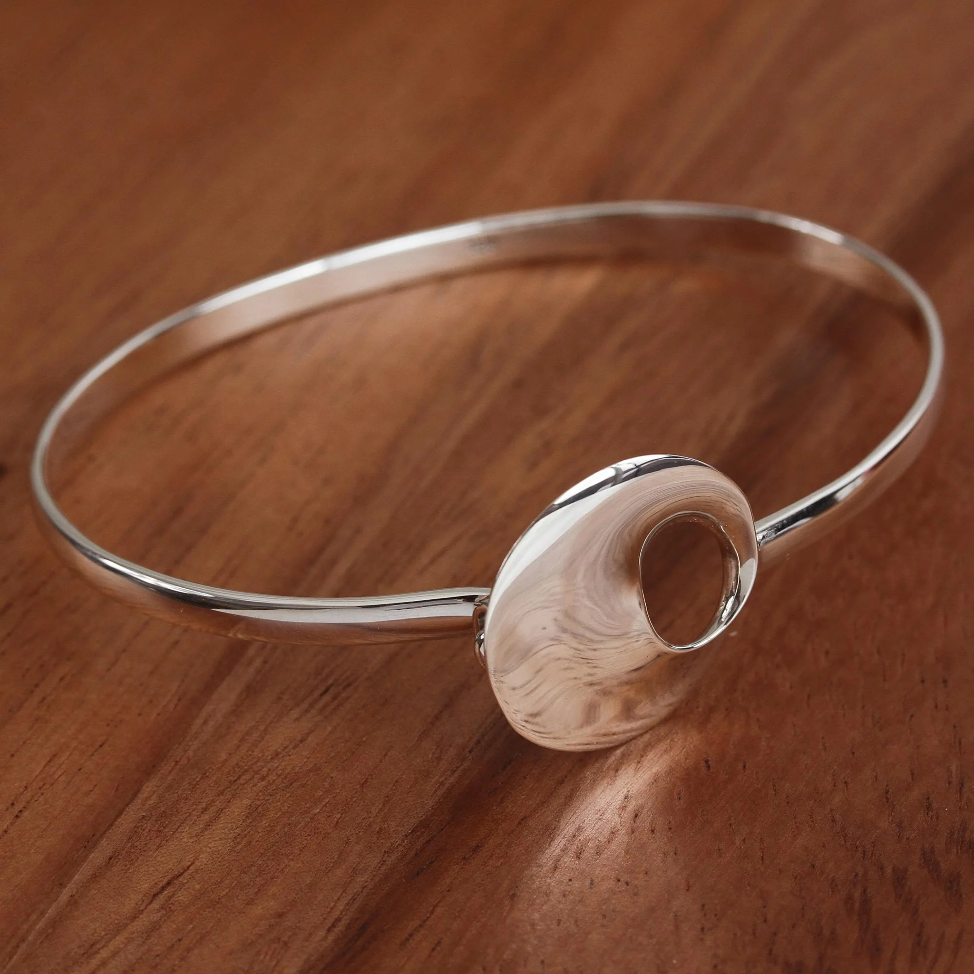 Modern Orbit Modern Sterling Silver Pendant Bracelet from Mexico - Image 3
