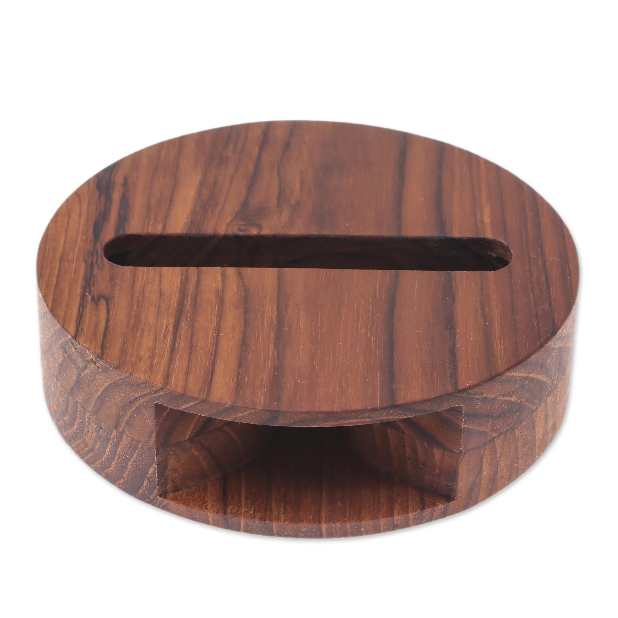 Modern Sound Round Teak Wood Phone Speaker from Thailand - Image 2