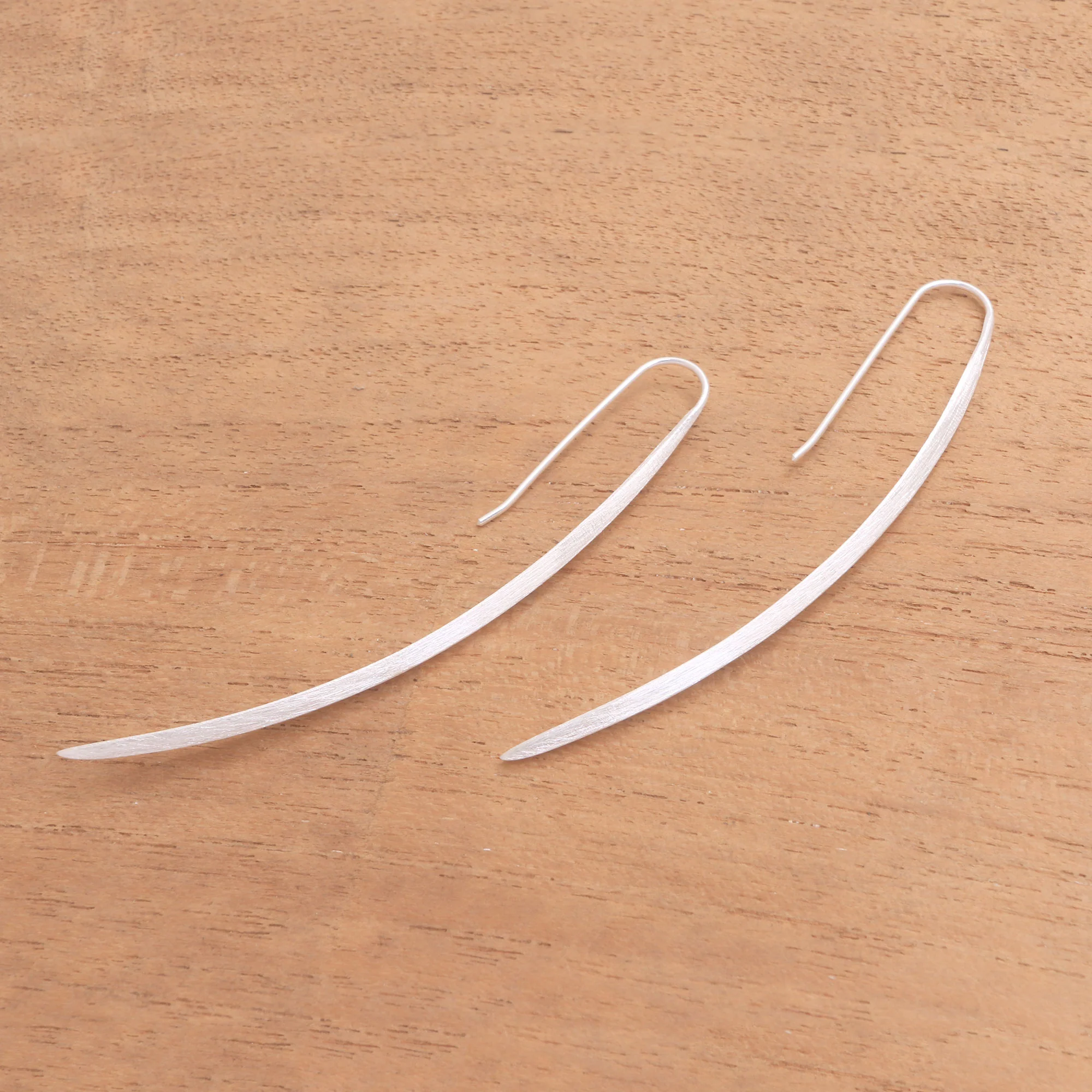 Modern Stalks Modern Sterling Silver Drop Earrings from Bali - Image 4