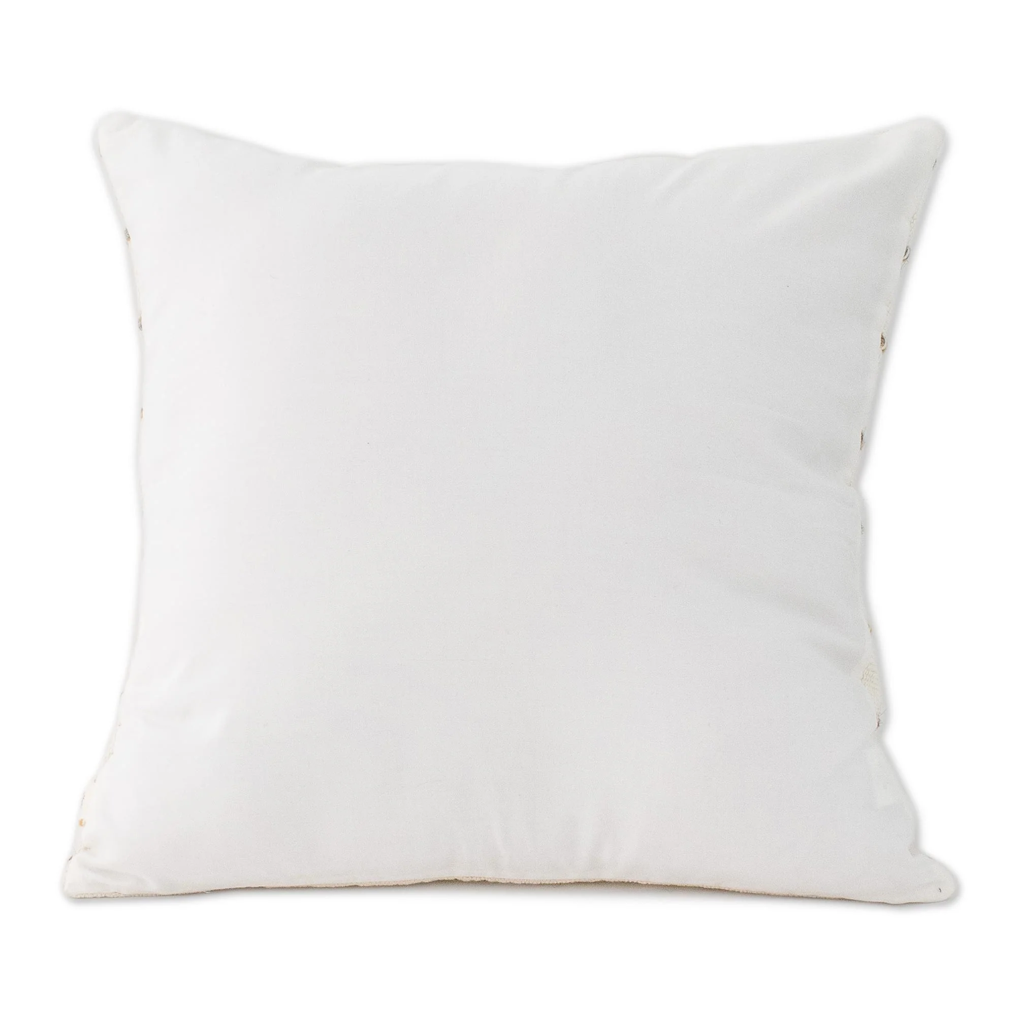 Momostenango Paths Striped Patterned Wool Cushion Cover in Ivory from Guatemala - Image 4