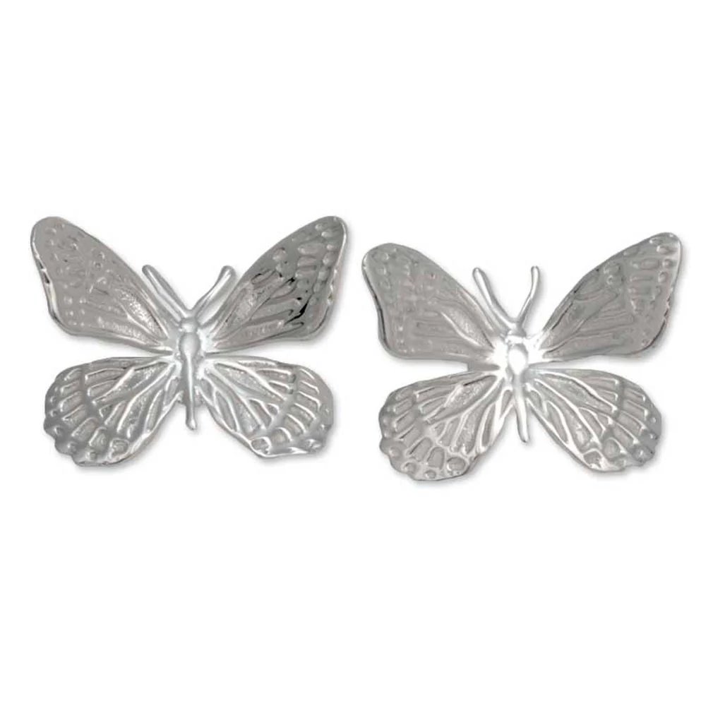 Monarch Butterfly Sterling Silver Button Earrings - Image 2