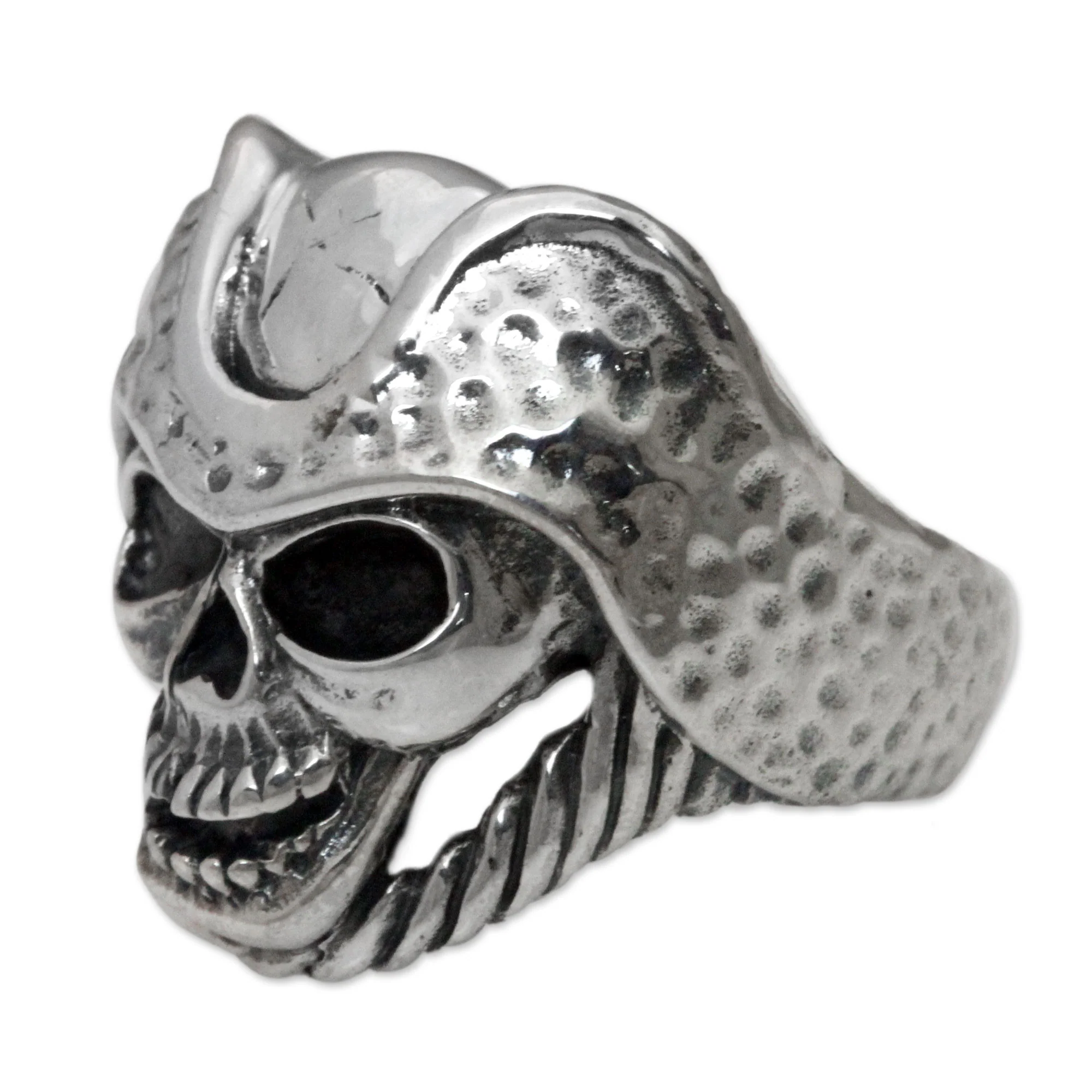 Monarch Skull Men's Sterling Silver Ring - Image 2
