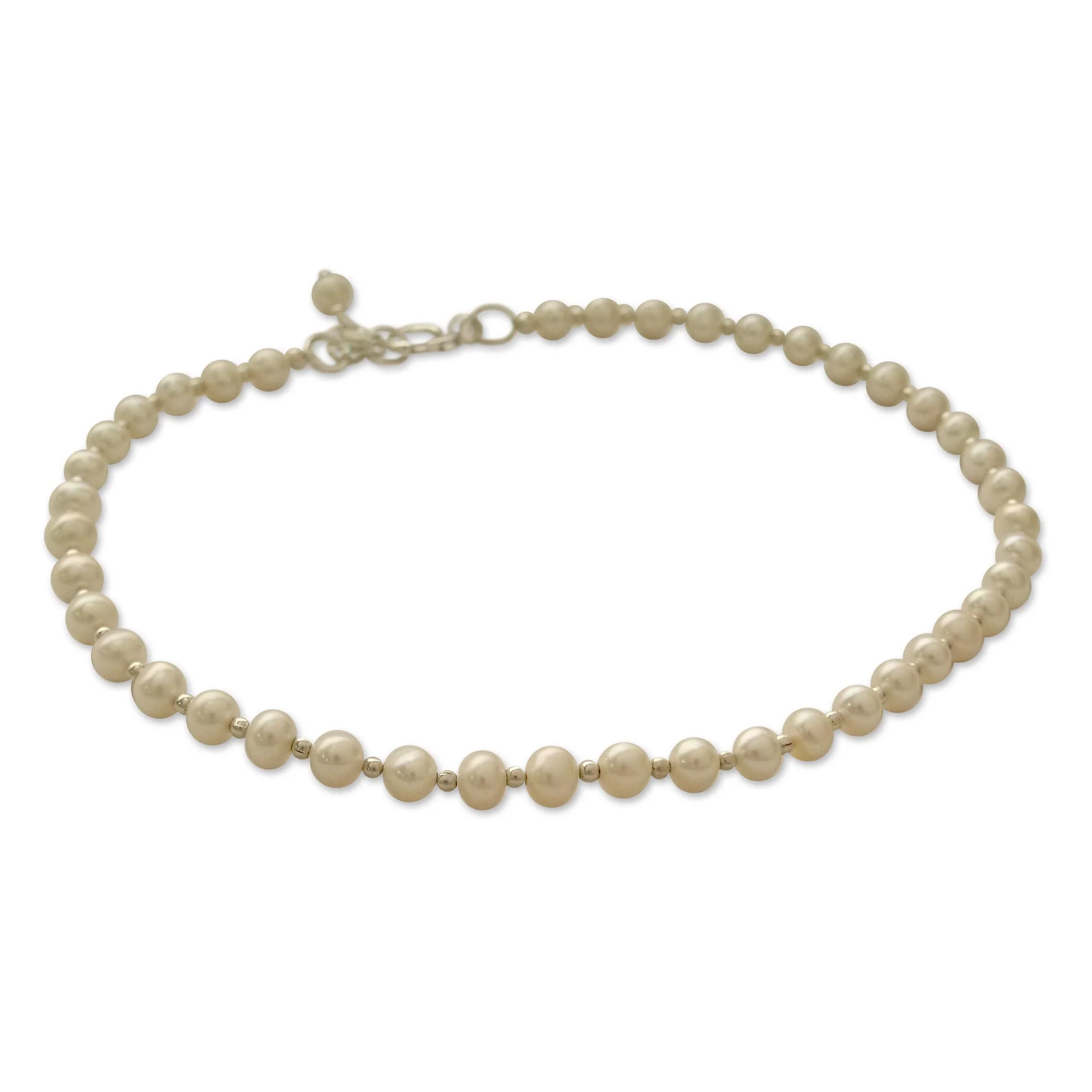 Moon Dew Sterling Silver Pearl Anklet - Image 3