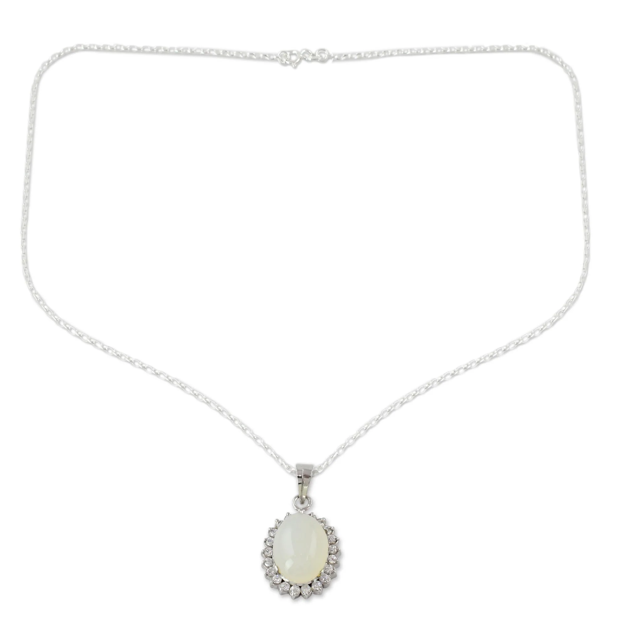 Moon Flower Handcrafted Sterling Silver and Moonstone Choker - Image 2