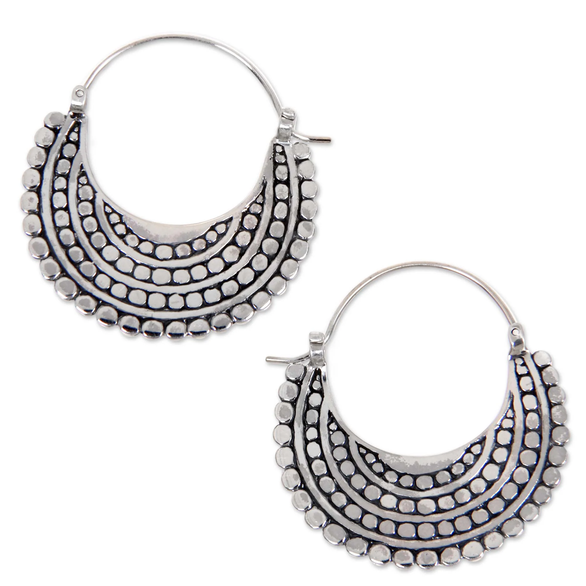 Moon Silver Hoop Earrings - Image 2