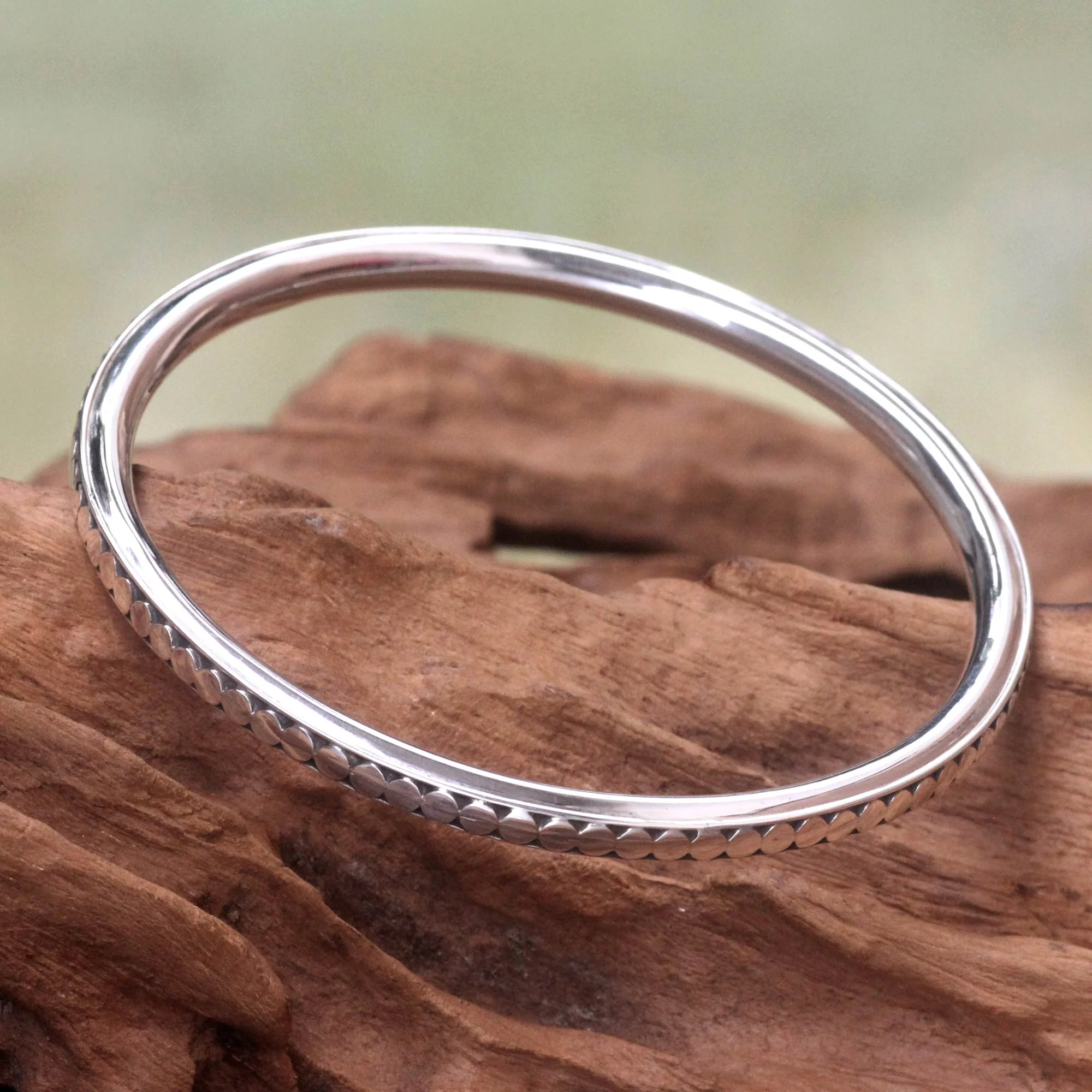 Moon Silver Sterling Silver Bangle Bracelet