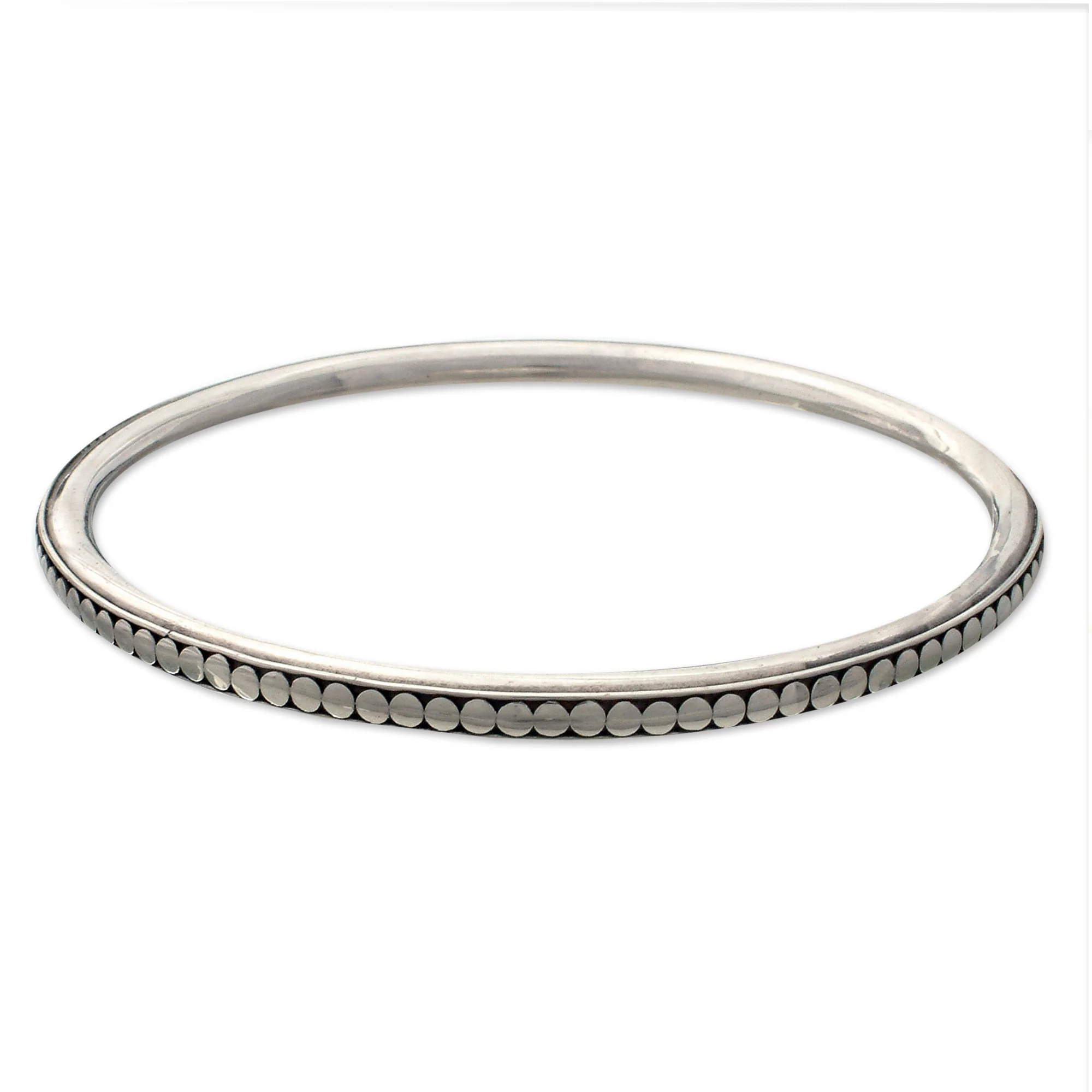 Moon Silver Sterling Silver Bangle Bracelet - Image 2