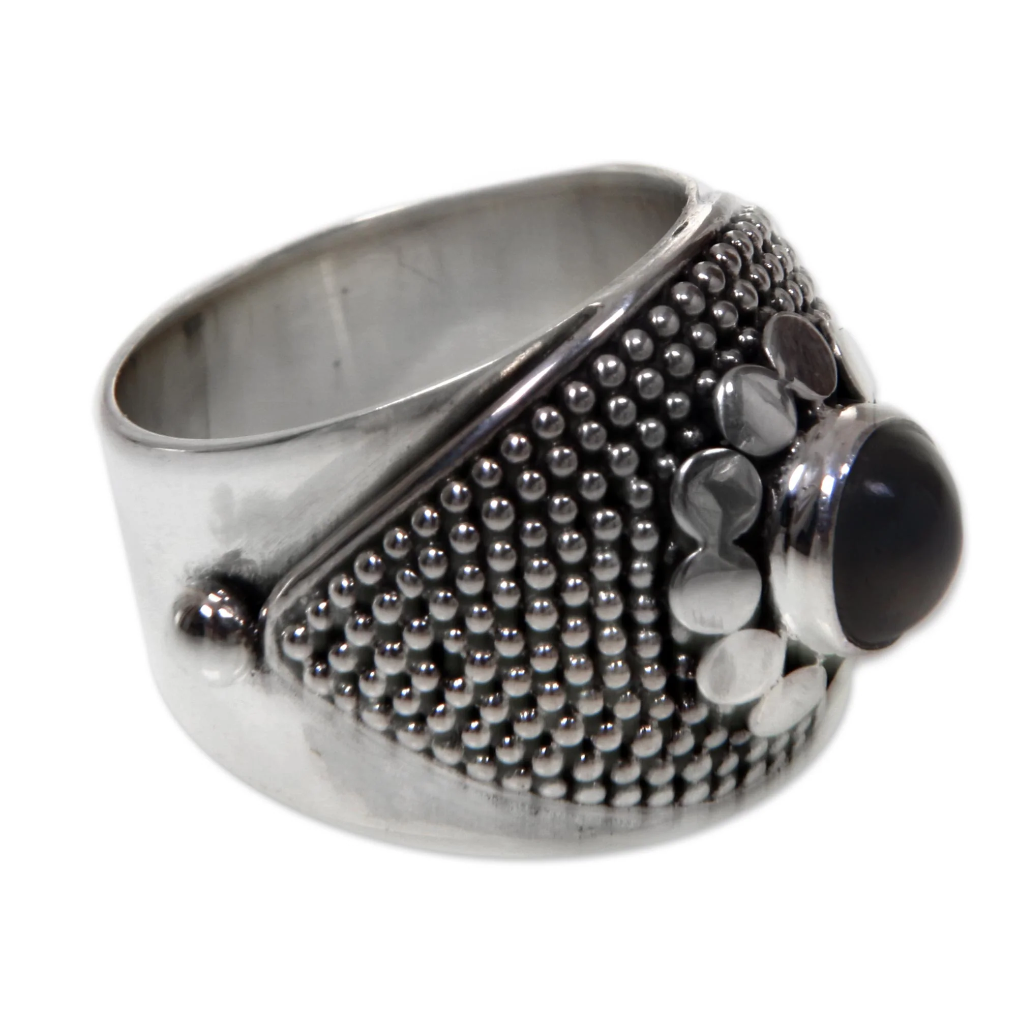 Moonbeams Modern Sterling Silver and Moonstone Ring from Bali - Image 3