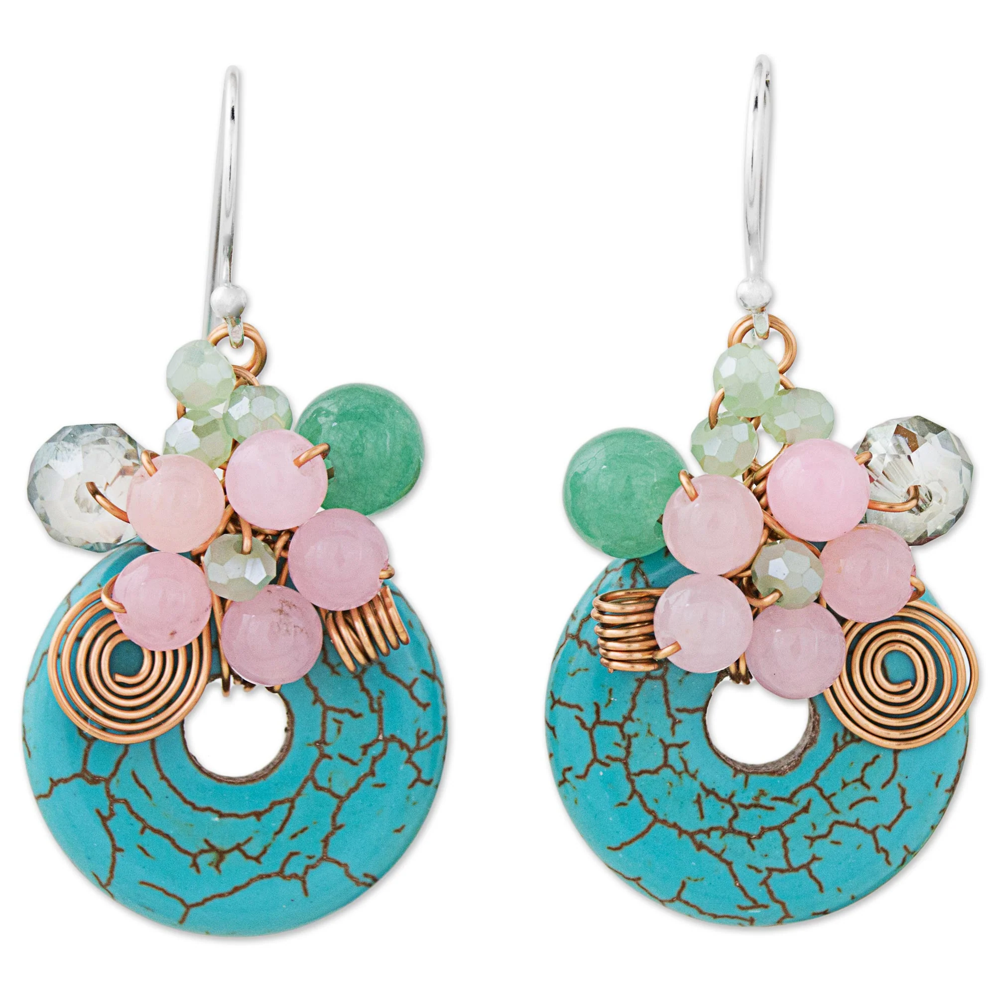 Moonlight Garden Multi-Gem Silver & Glass Beaded Earrings - Image 2