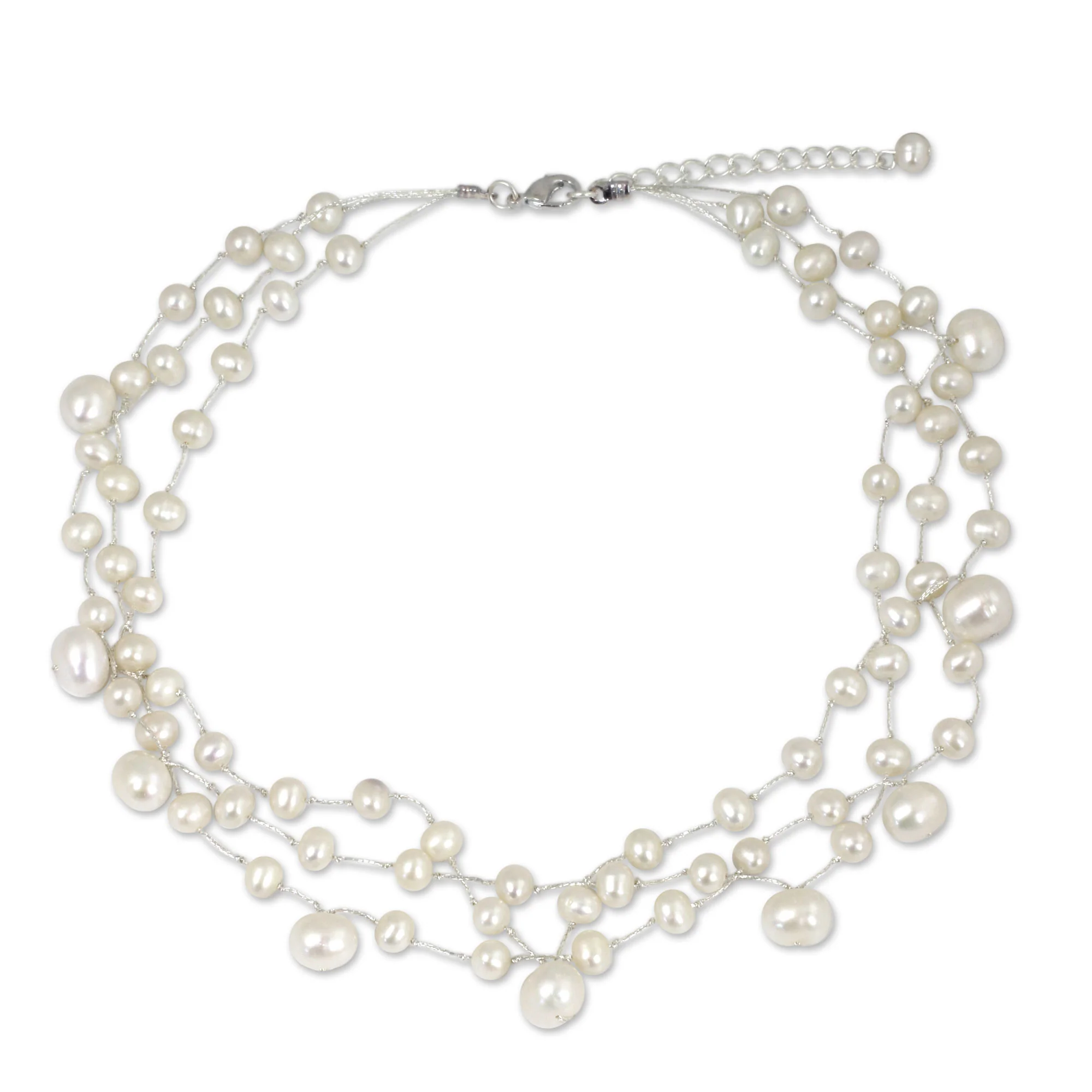 Moonlight Glow Multi-Strand Pearl Bridal Choker - Image 2