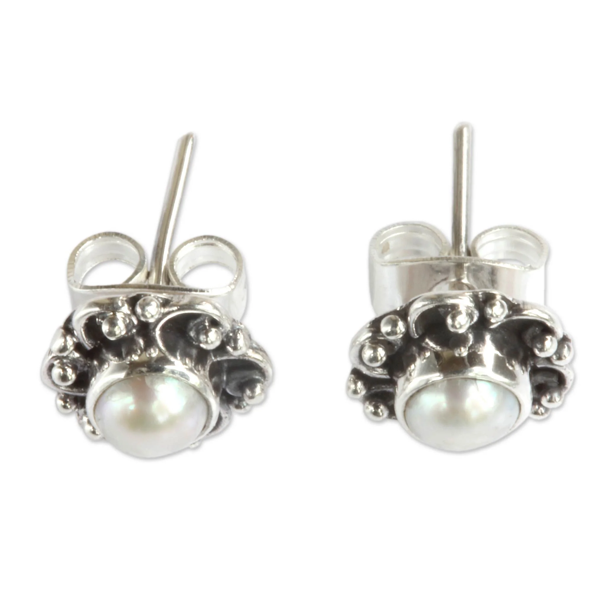 Moonlit Blossoms Pearl Sterling Silver Earrings - Image 3