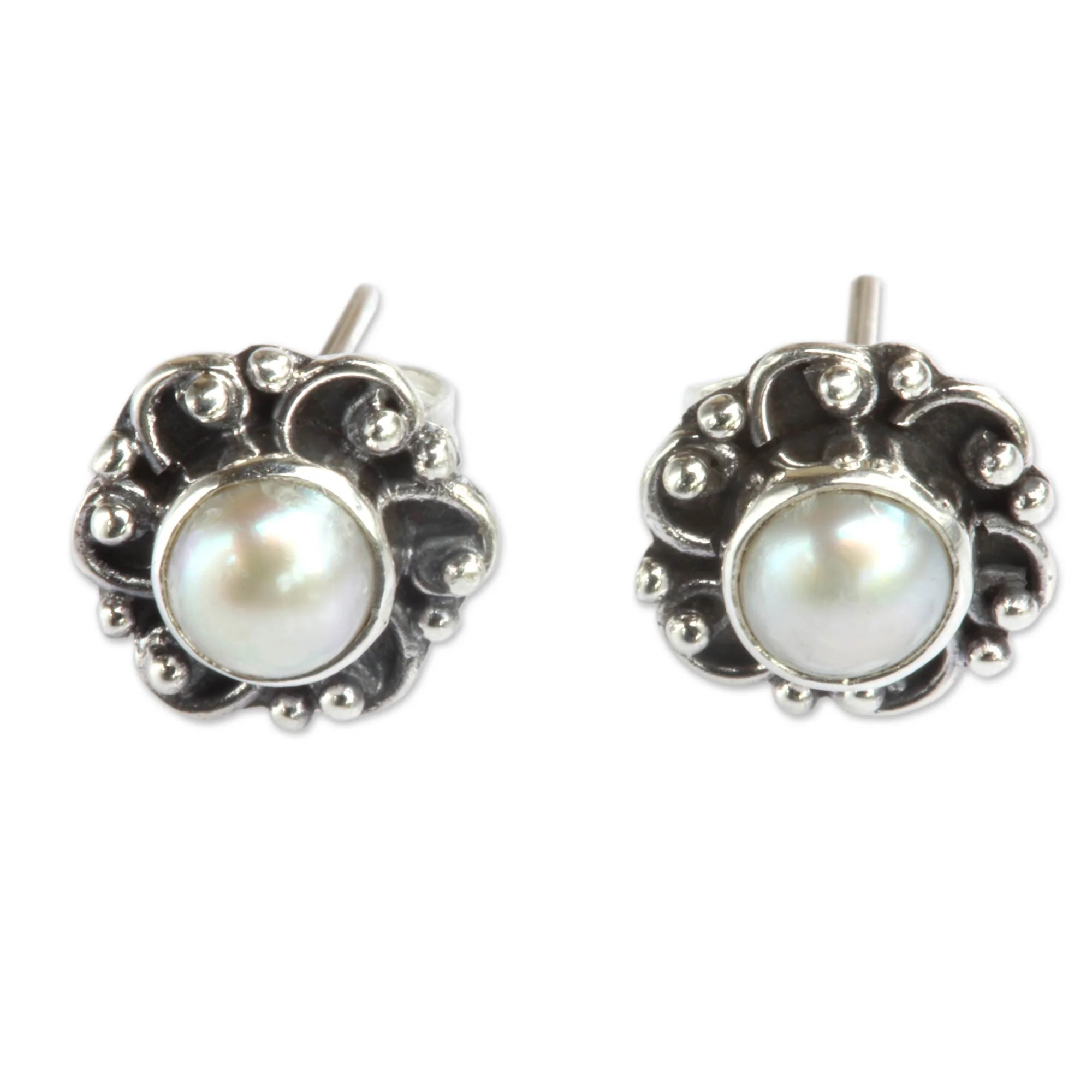 Moonlit Blossoms Pearl Sterling Silver Earrings - Image 4