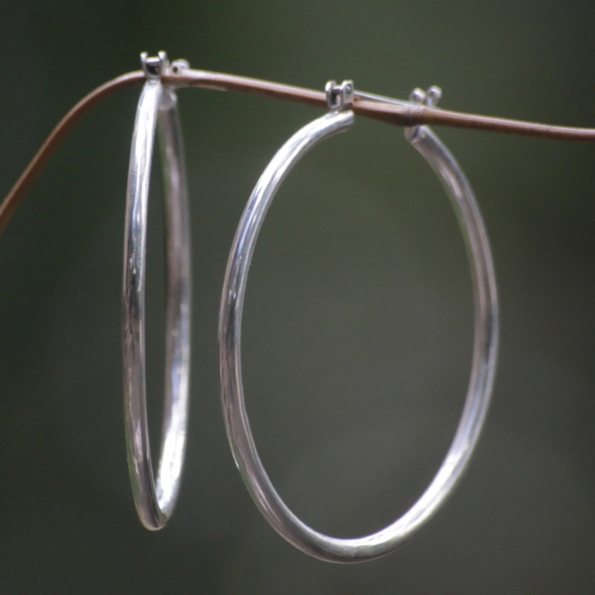 Moonlit Goddess Sterling Silver Hoop Earrings - Image 3