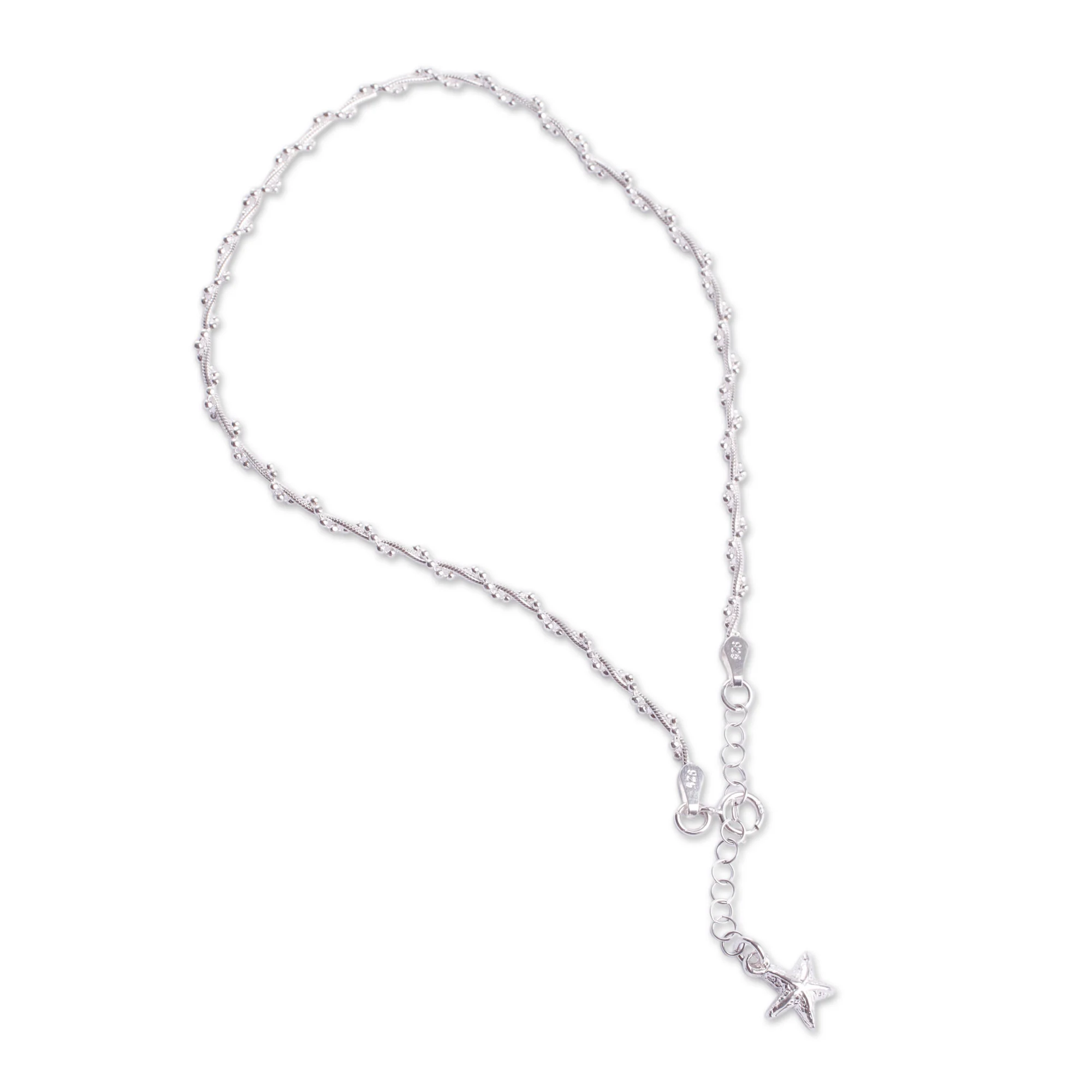 Moonlit Starfish Fair Trade Sterling Silver Hand Crafted Anklet from Peru - Image 2