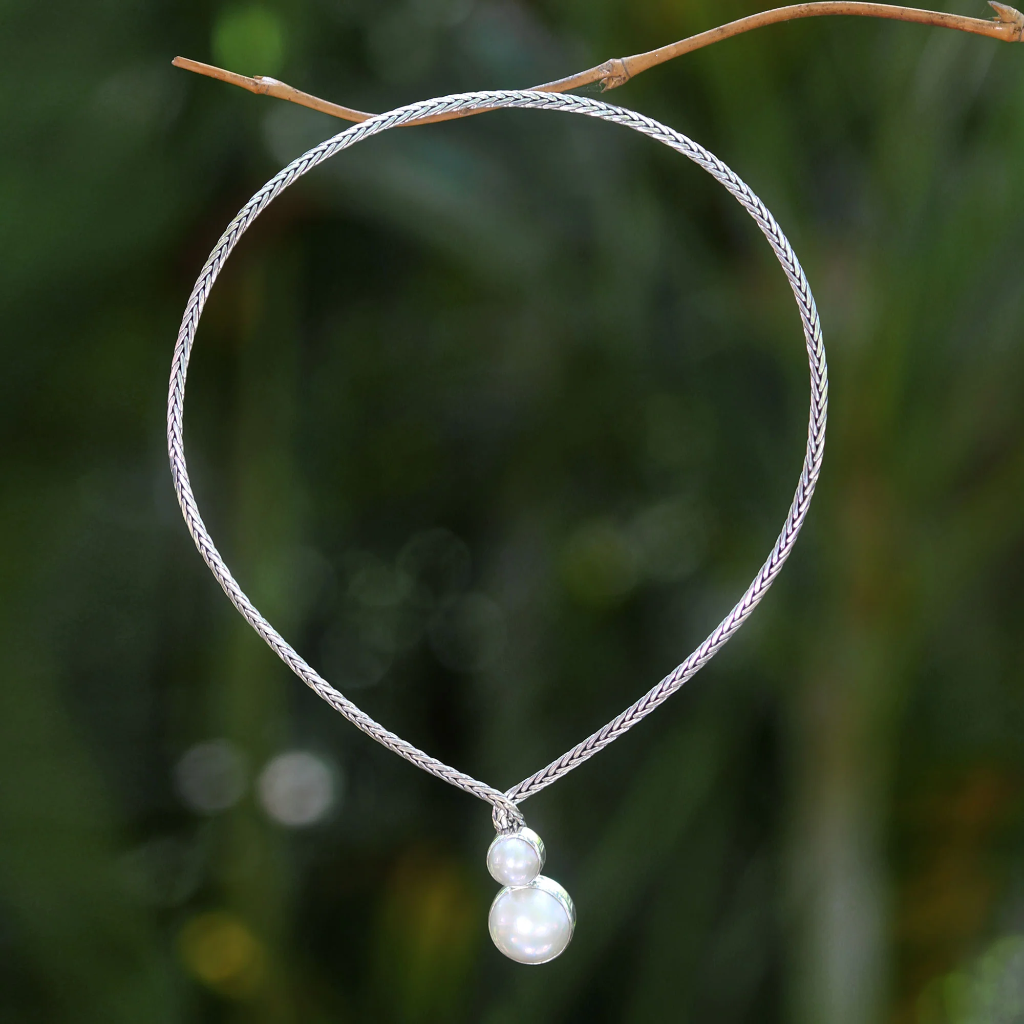 Moon's Reflection Pearl & Silver Necklace