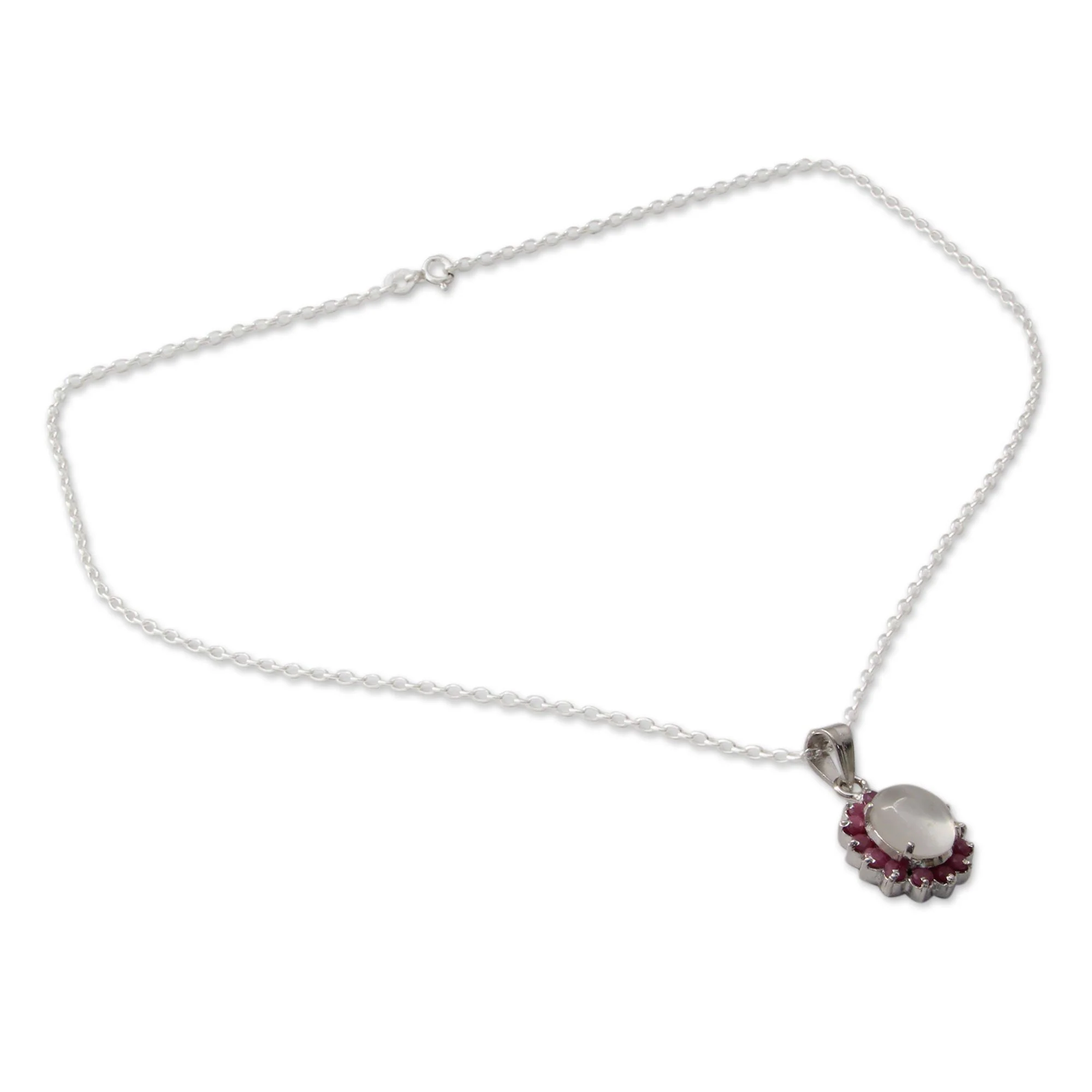 Moonstone & Ruby Pendant Necklace - Image 3