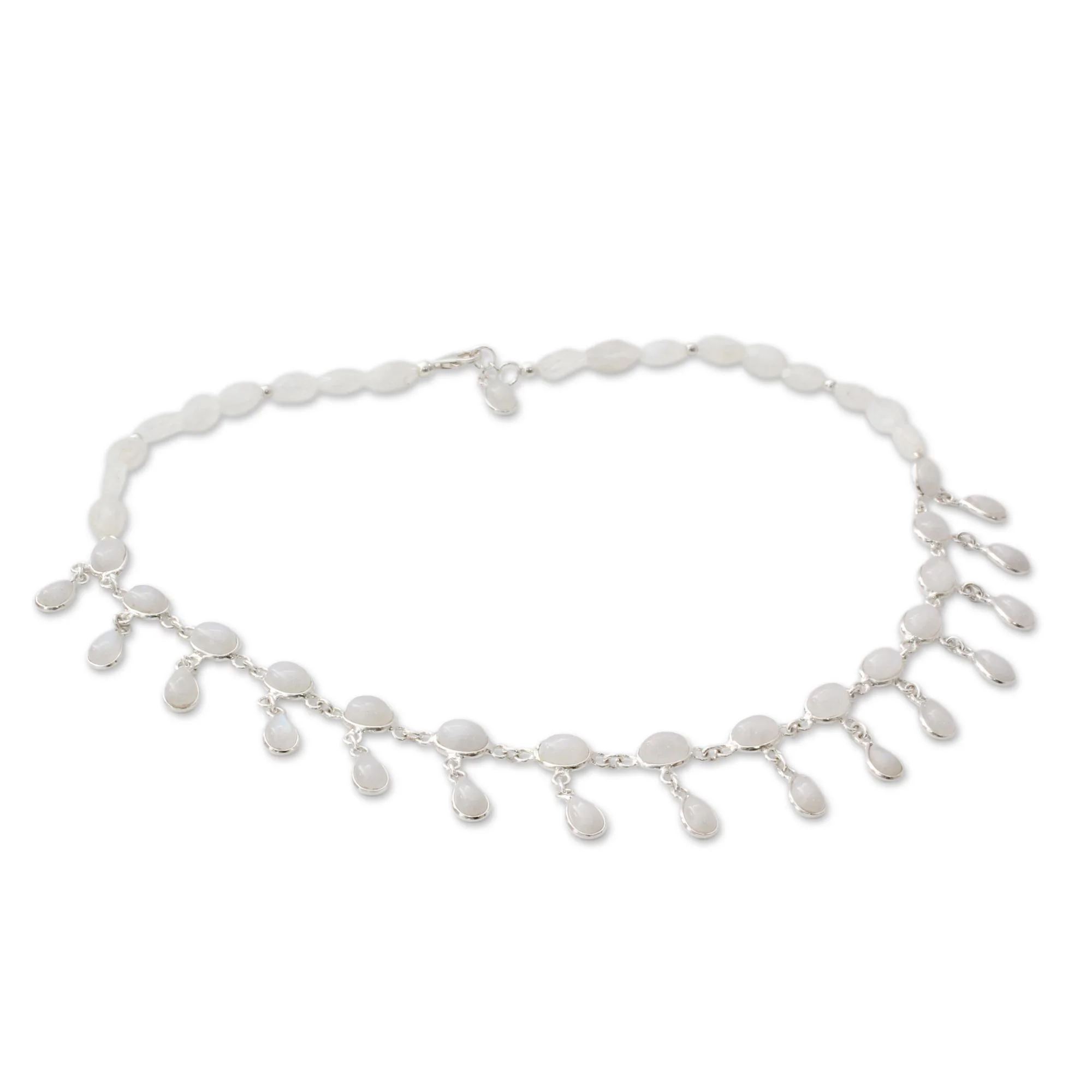 Moonstone & Silver Waterfall Necklace - Image 3