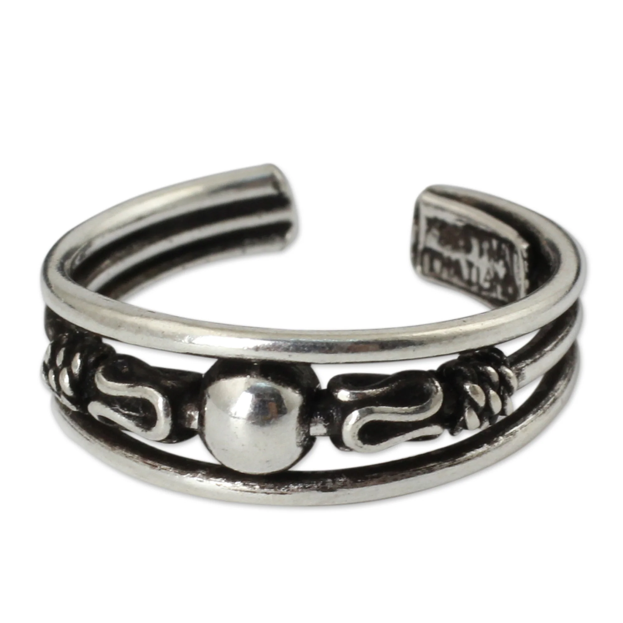 Moonwalk Toe Ring in Sterling Silver Thai Artisan Jewelry - Image 2