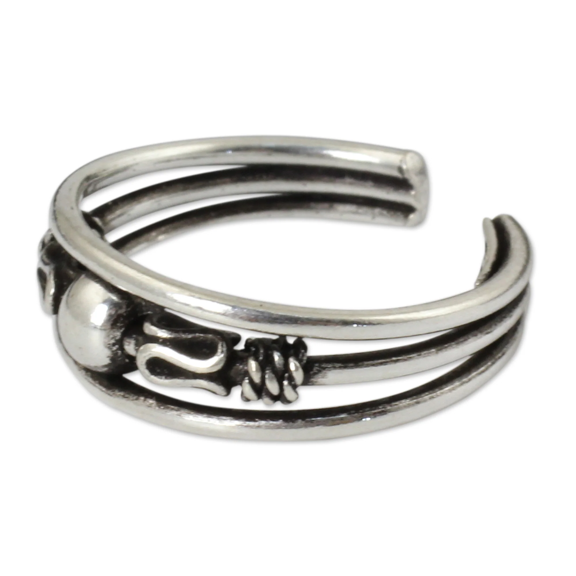 Moonwalk Toe Ring in Sterling Silver Thai Artisan Jewelry - Image 3