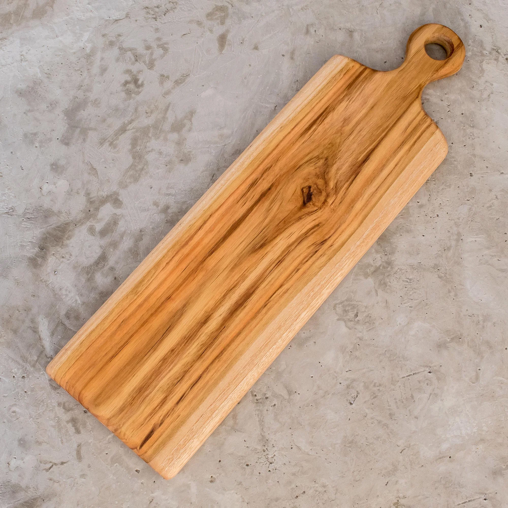 Morning Baguette Handmade Teak Wood Cutting Board from Guatemala (20 in.) - Image 3