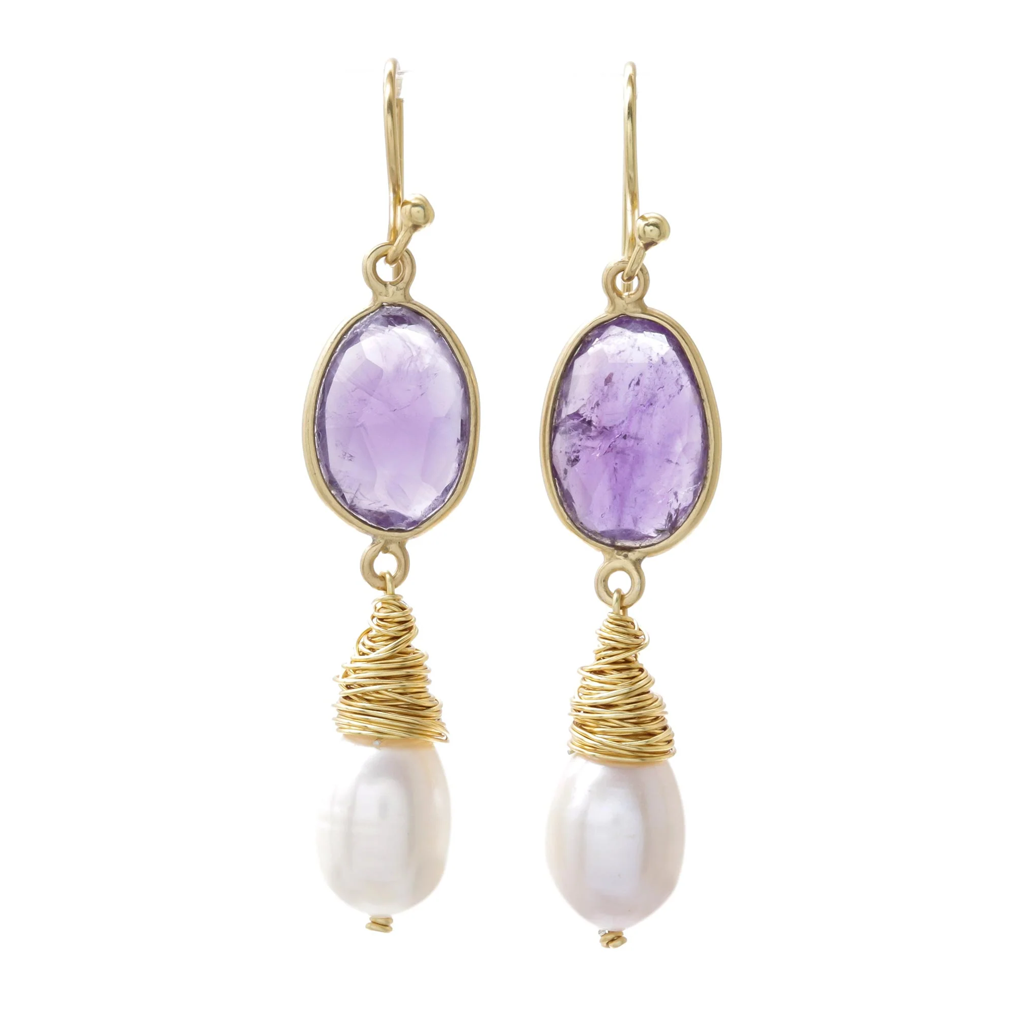 Morning Bloom Amethyst Dangle Earrings - Image 2