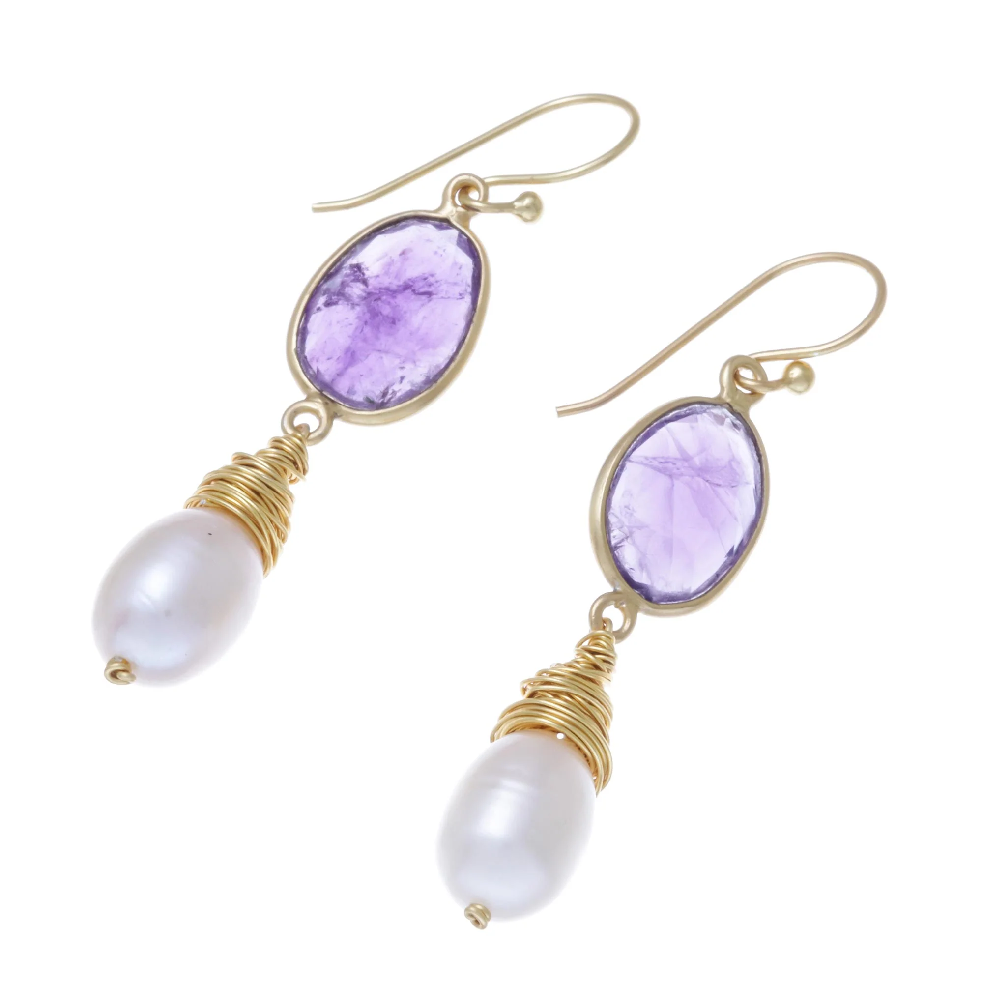 Morning Bloom Amethyst Dangle Earrings - Image 3