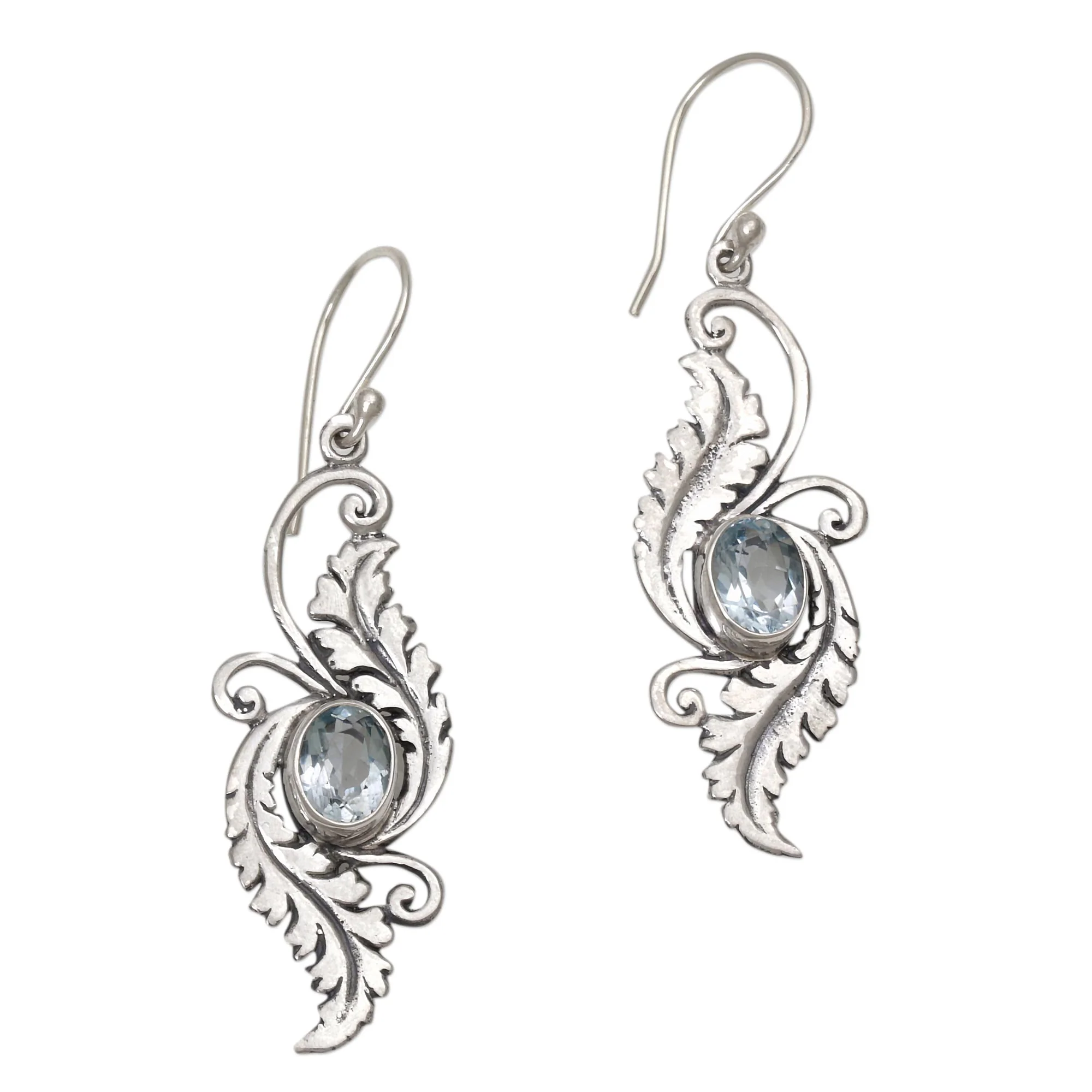 Morning Garden Blue Topaz Sterling Silver Dangle Earrings from Indonesia - Image 2