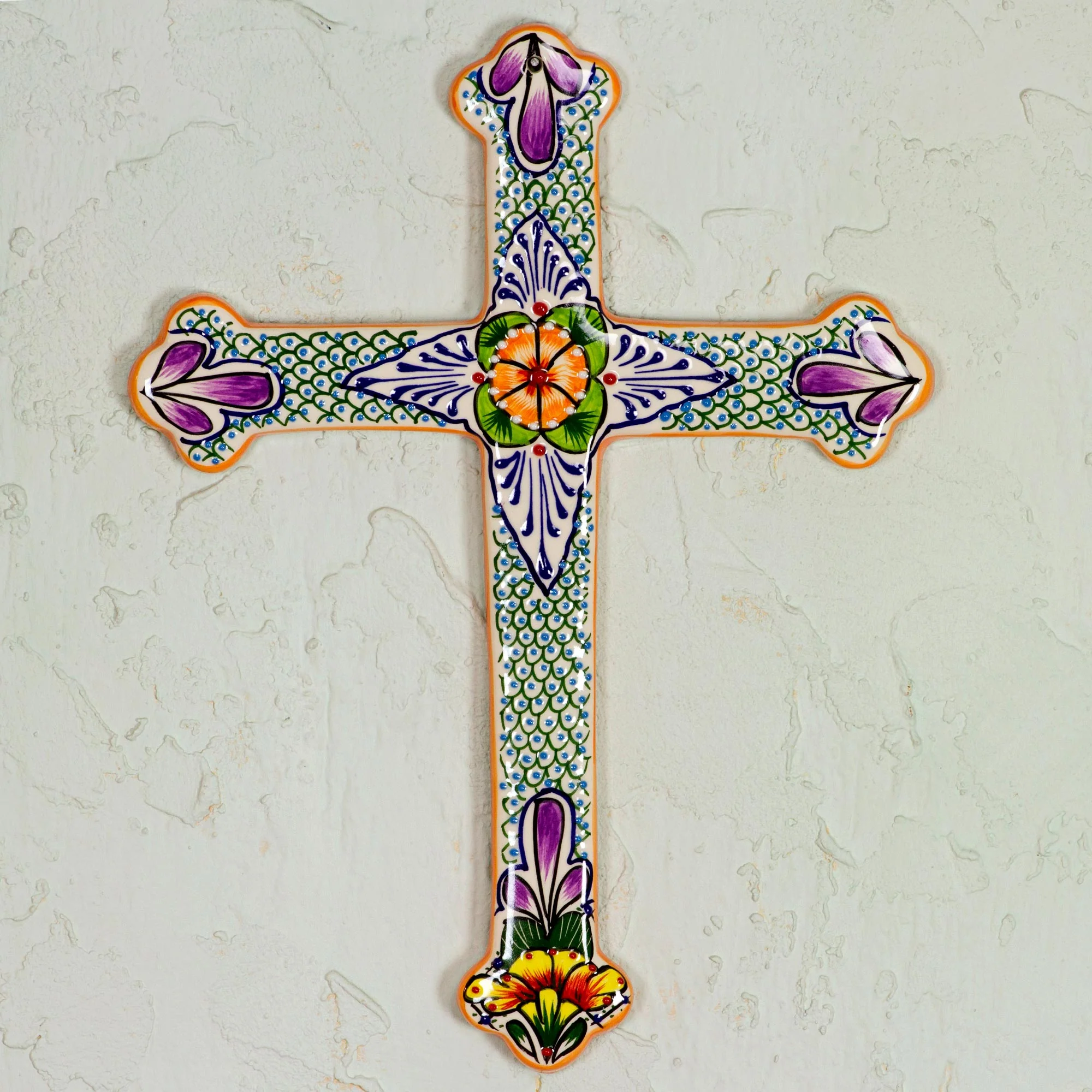 Morning Glory Collectible Talavera Ceramic Cross