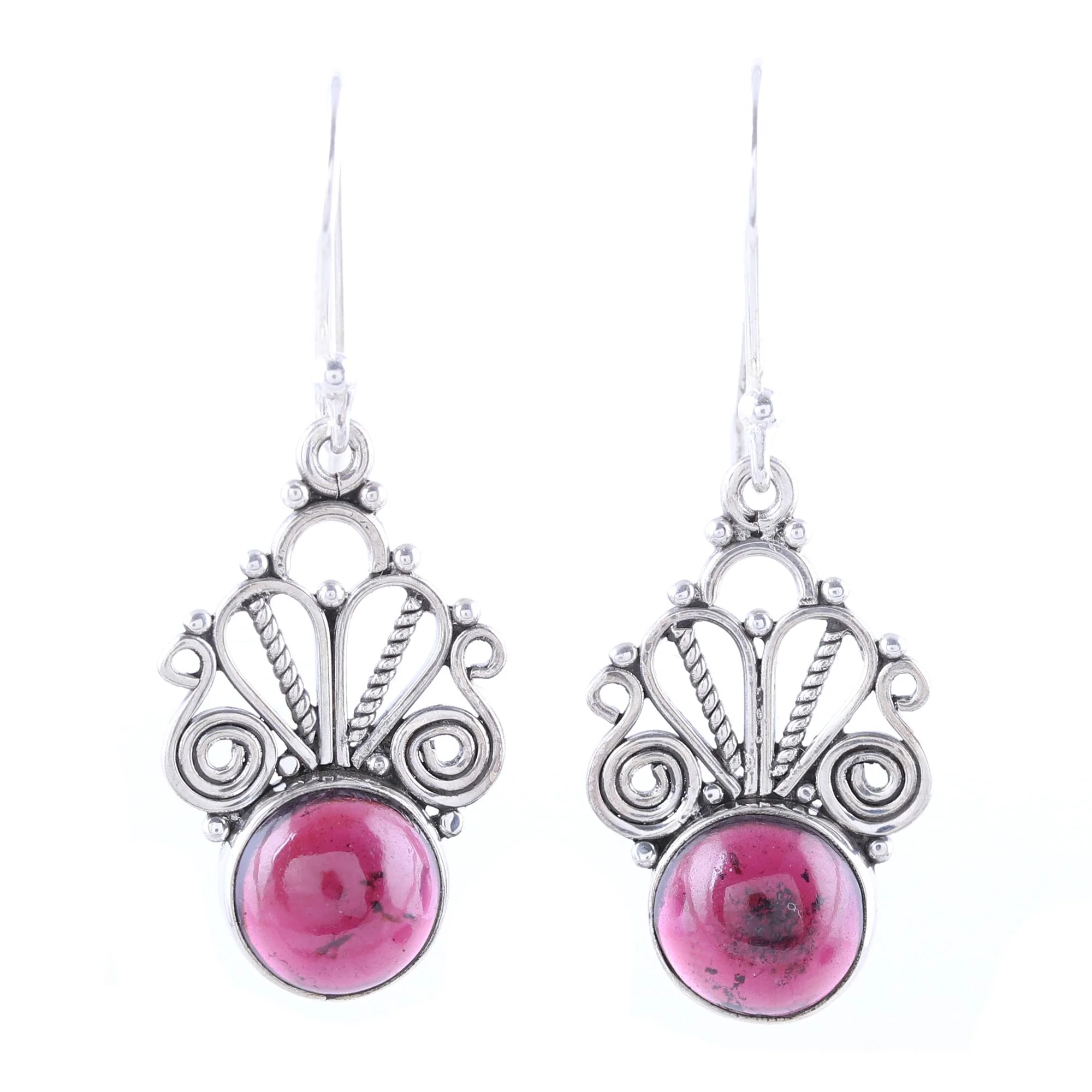 Morning Princess Natural Garnet Dangle Earrings Crafted in India - Image 2