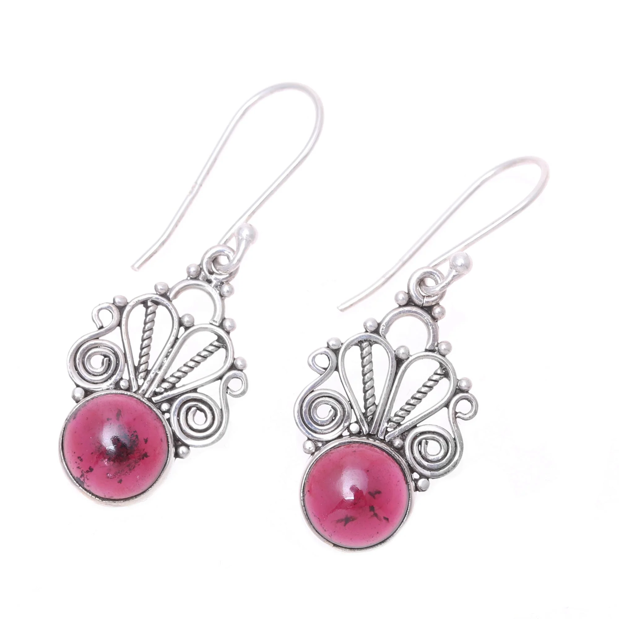 Morning Princess Natural Garnet Dangle Earrings Crafted in India - Image 4