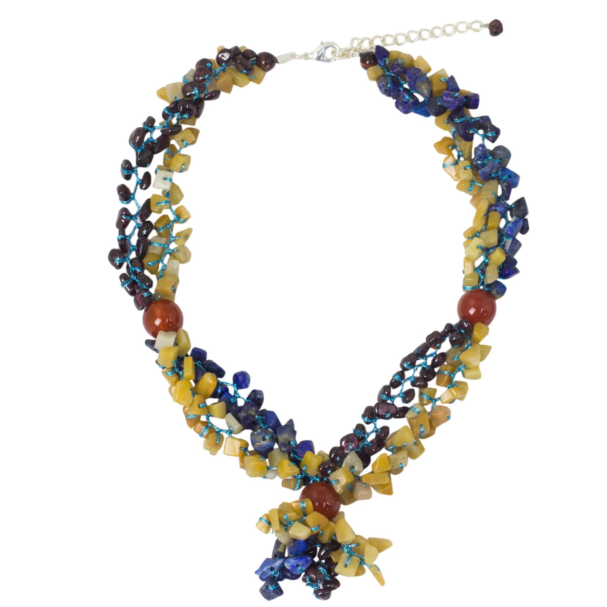 Morning Scent Multi-Gem Silver Plated Beaded Necklace - Image 2