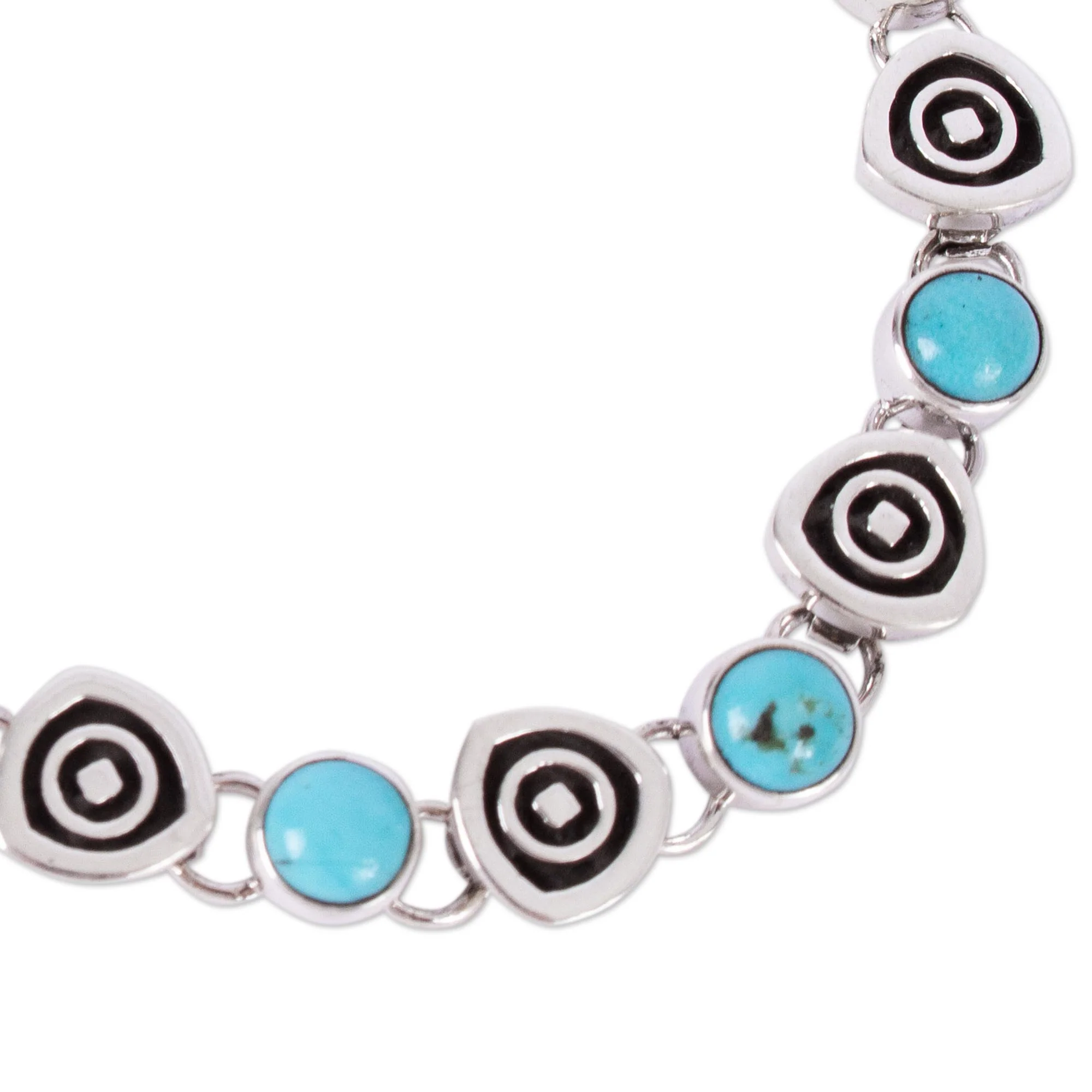 Morning Sky Taxco Style Turquoise Link Bracelet from Mexico - Image 5