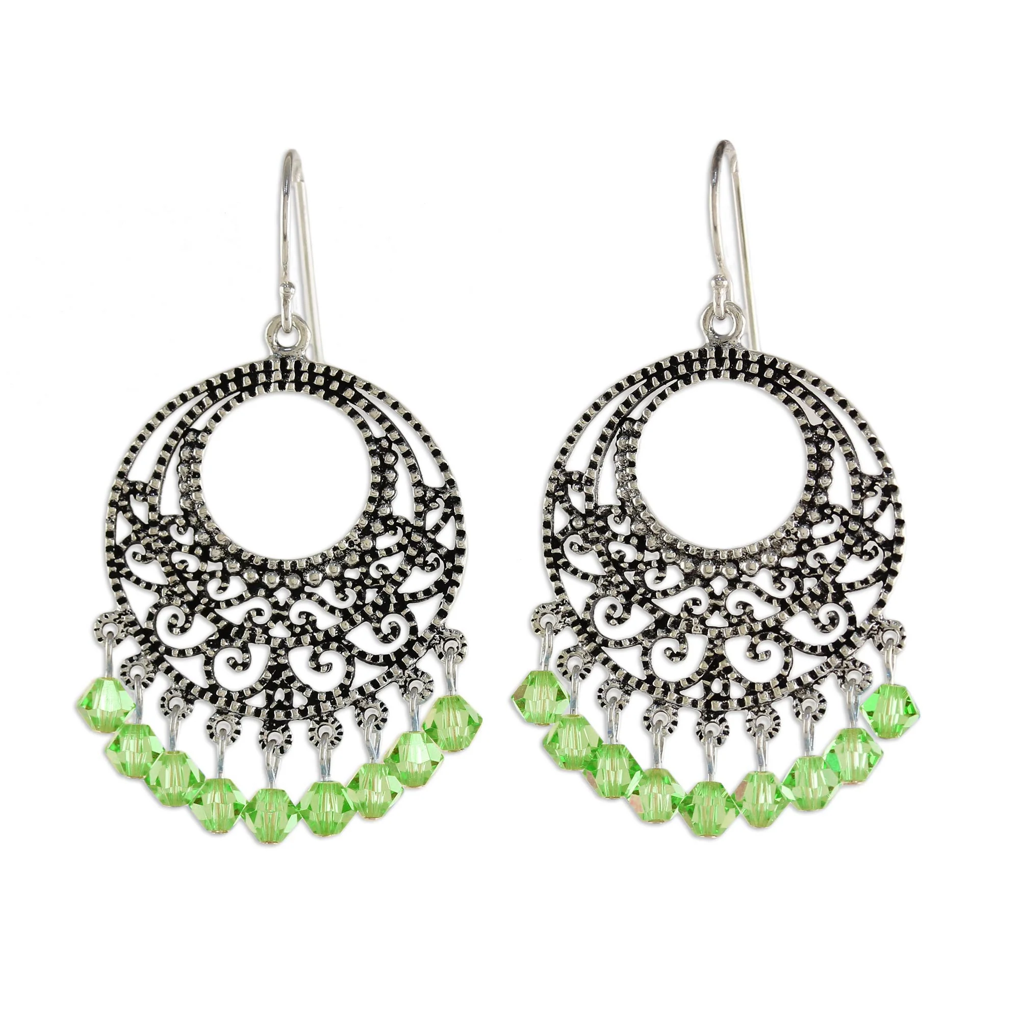 Moroccan Mint Sterling Silver Beaded Earrings - Image 2