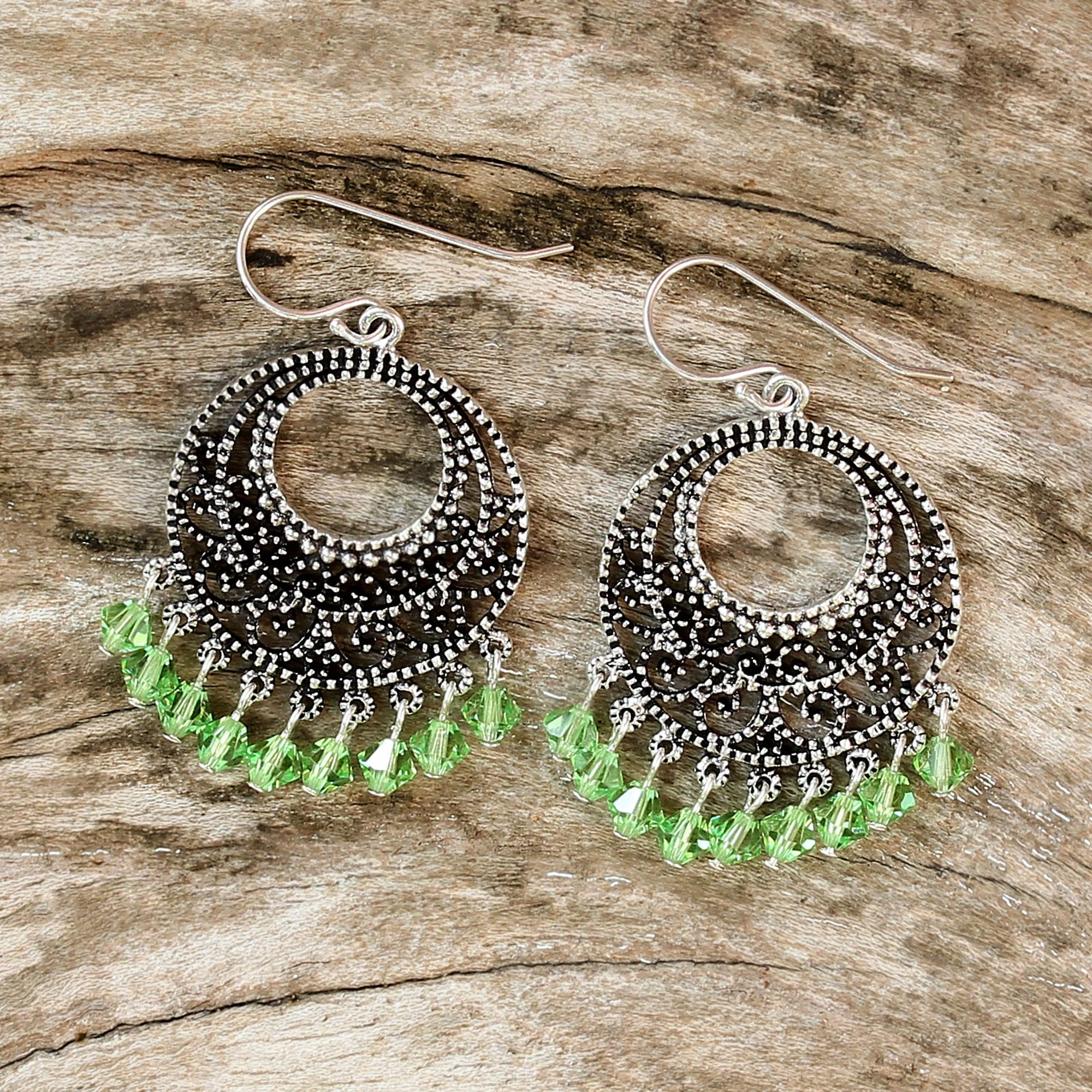Moroccan Mint Sterling Silver Beaded Earrings - Image 4