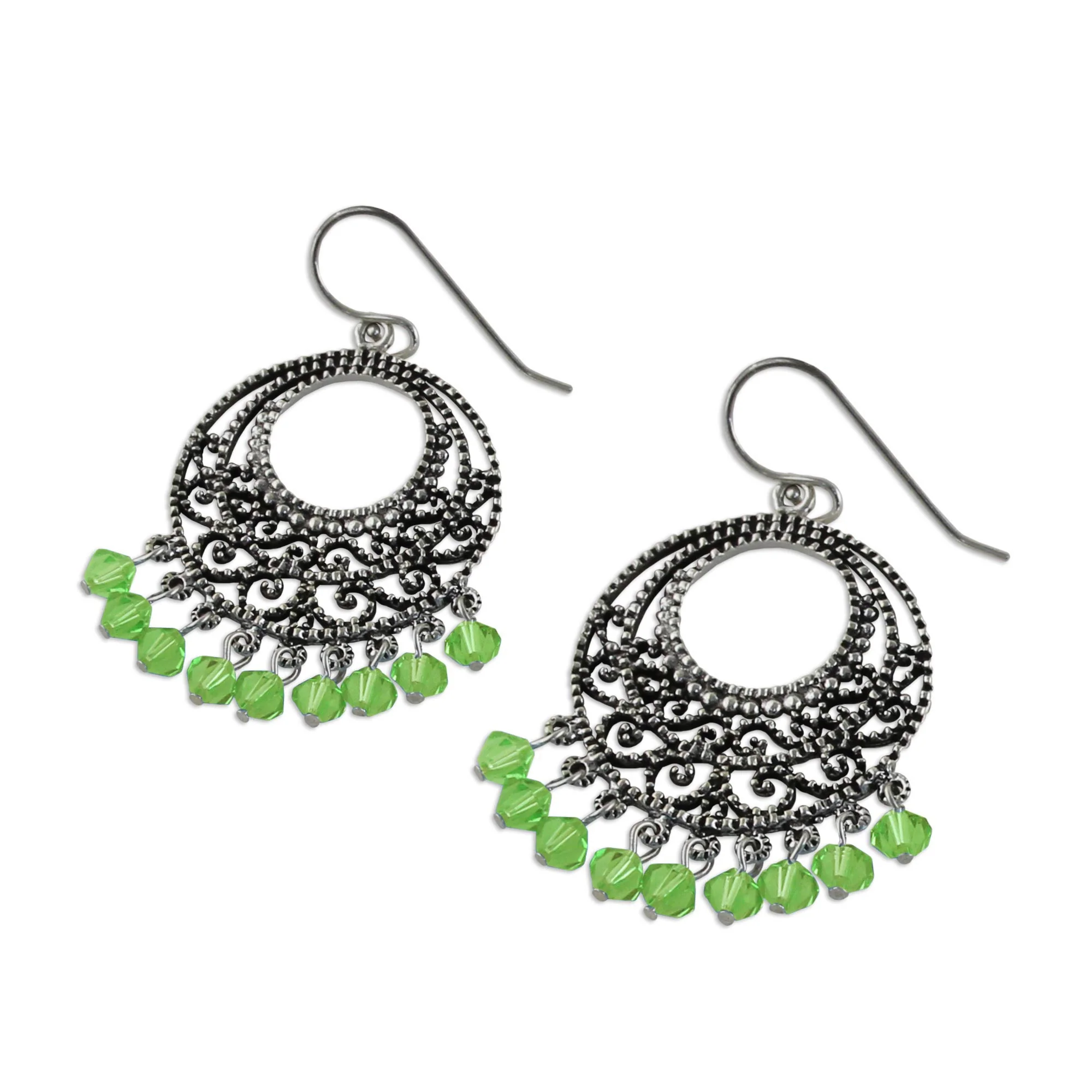 Moroccan Mint Sterling Silver Beaded Earrings - Image 5