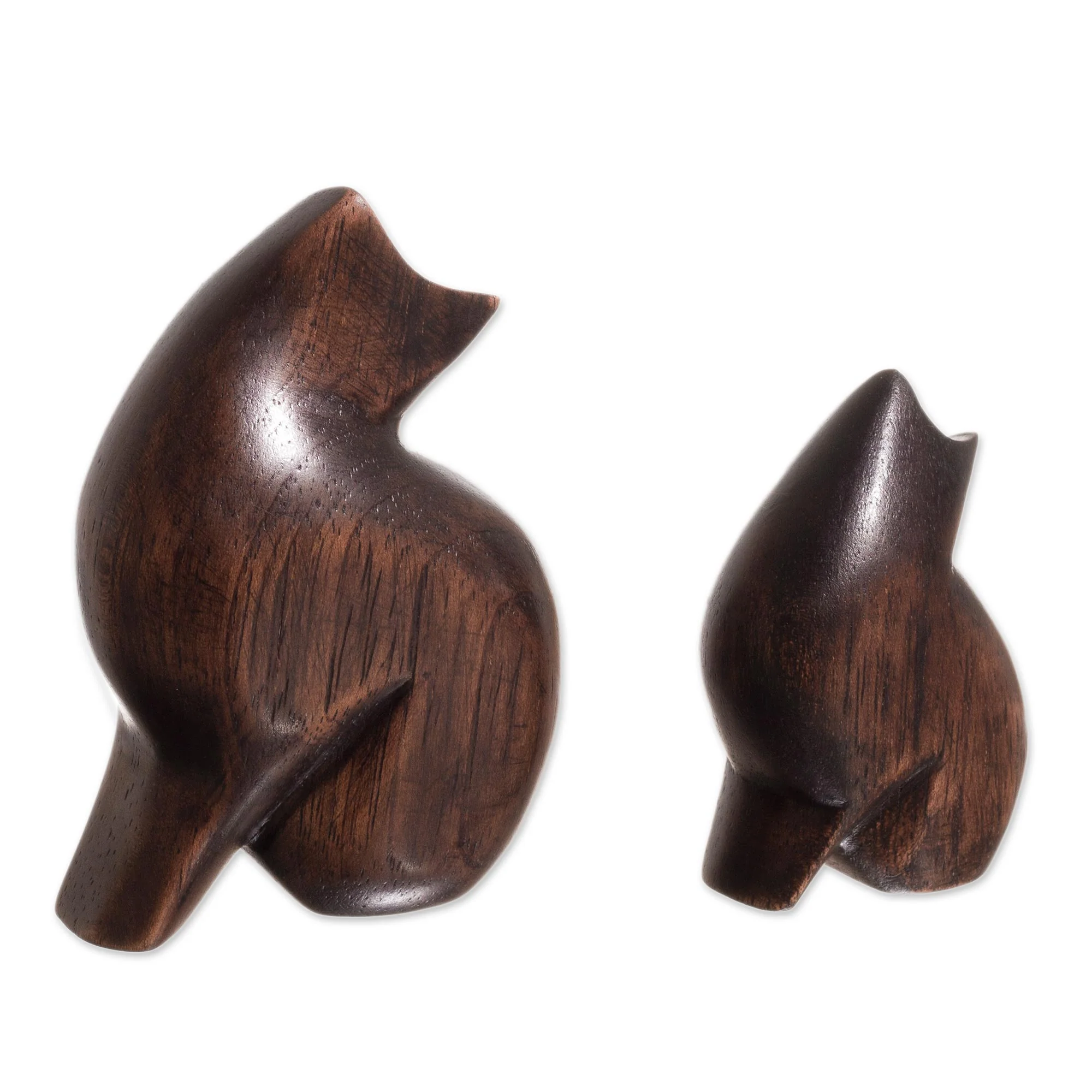 Mother Cat Cedar Wood Cat Figurines from Peru (Pair) - Image 5