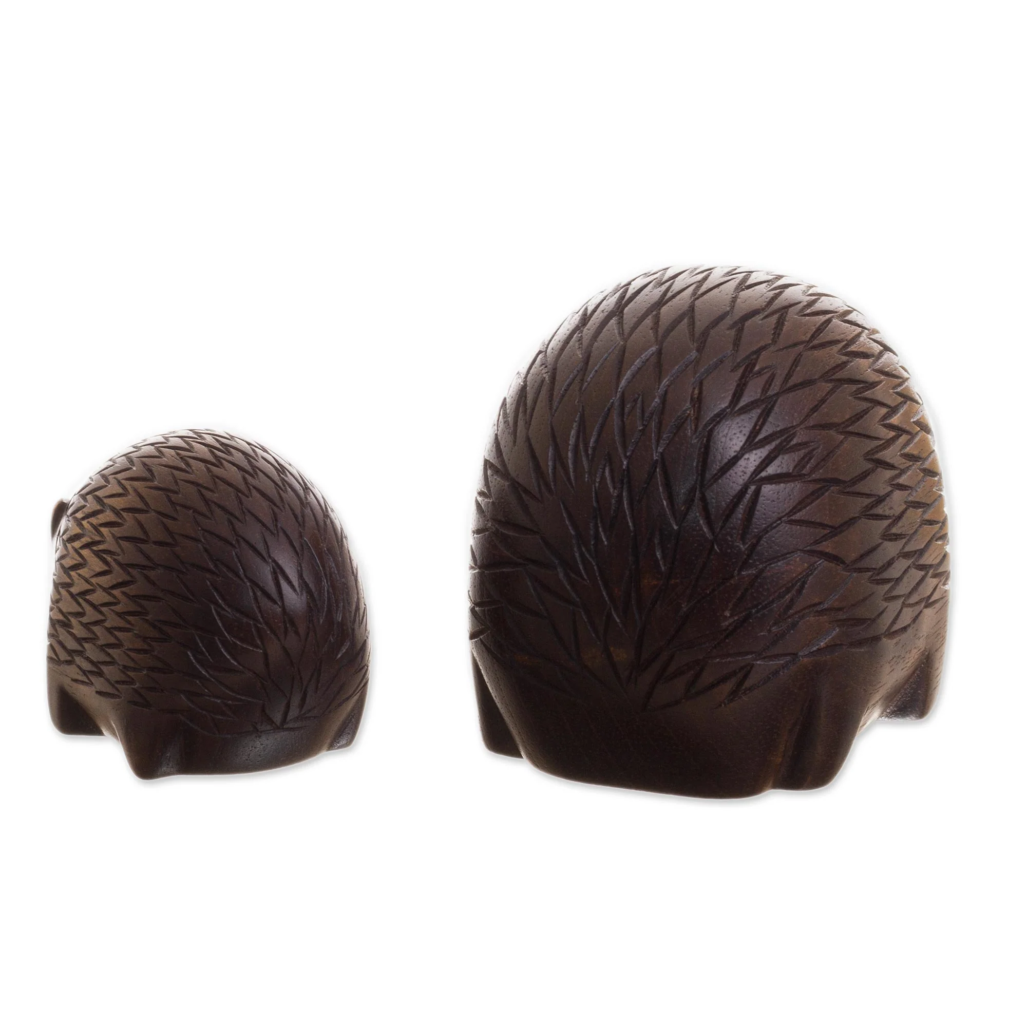 Mother Hedgehog Cedar Wood Hedgehog Figurines from Peru (Pair) - Image 3
