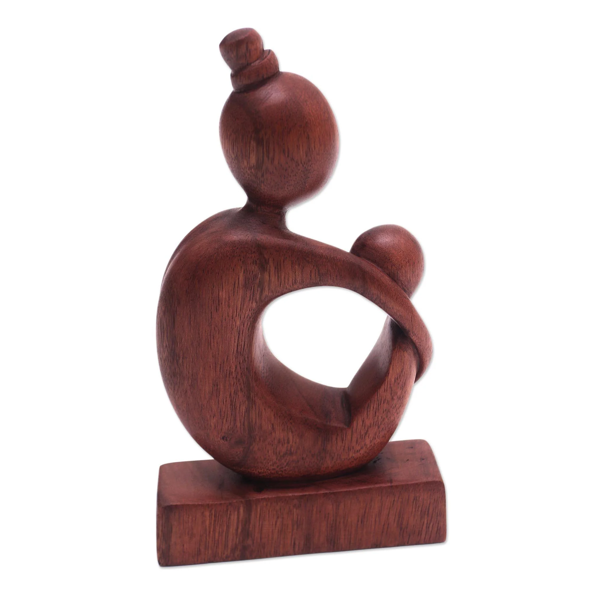 Mother's Arms Mother & Child Wood Sculpture - Image 3