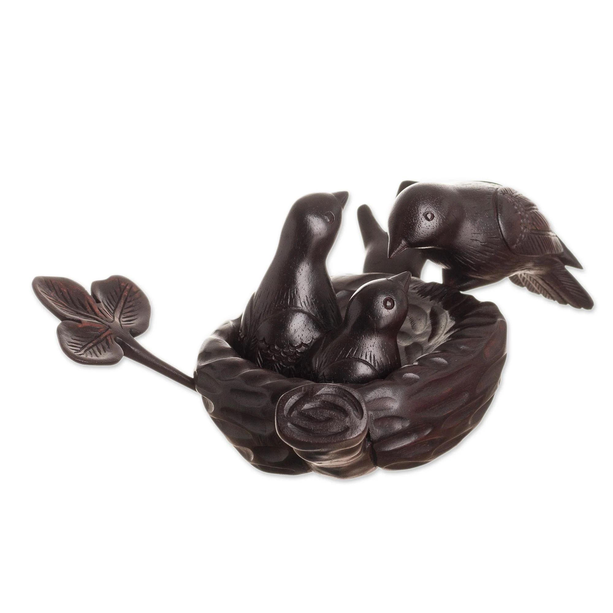 Mother's Nest Bird-Themed Mother and Child Cedar Wood Sculpture from Peru - Image 5
