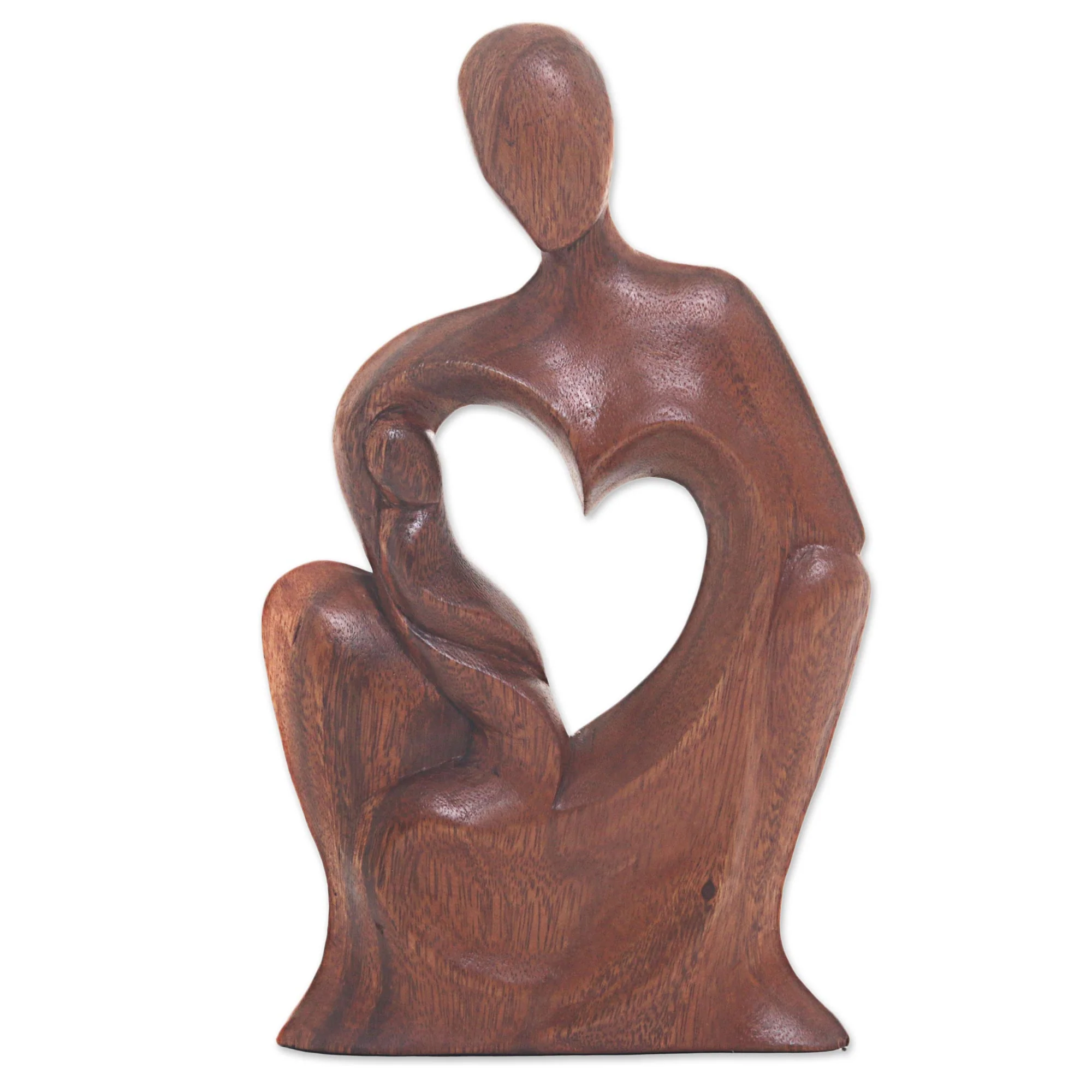Mother's Tenderness Decorative Wood Statuette - Image 2
