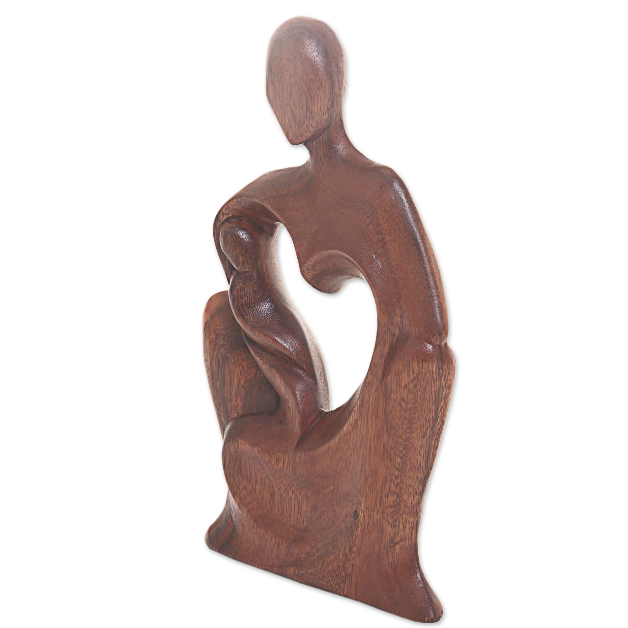 Mother's Tenderness Decorative Wood Statuette - Image 3
